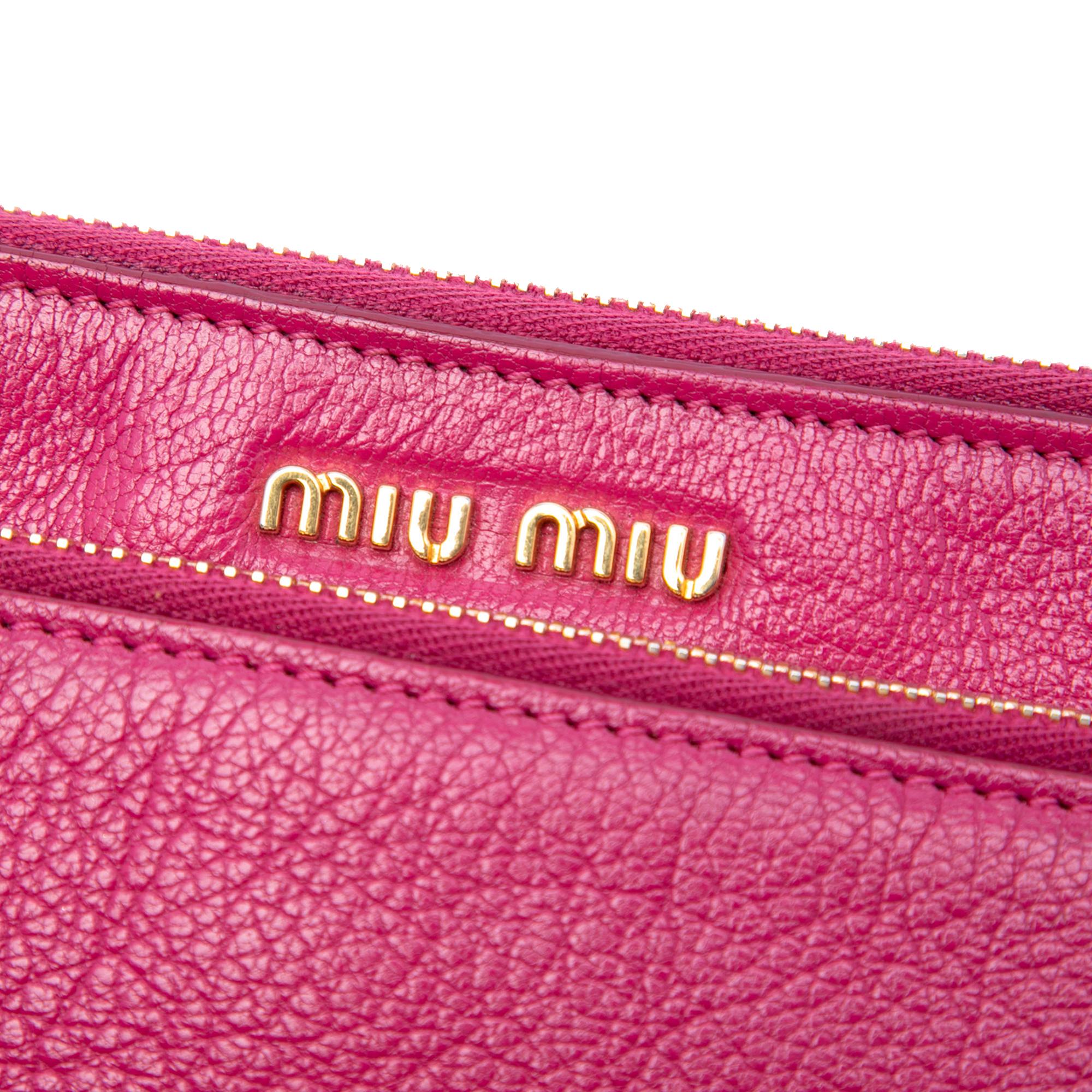 Miu Miu Goatskin Madras Double Zip Crossbody