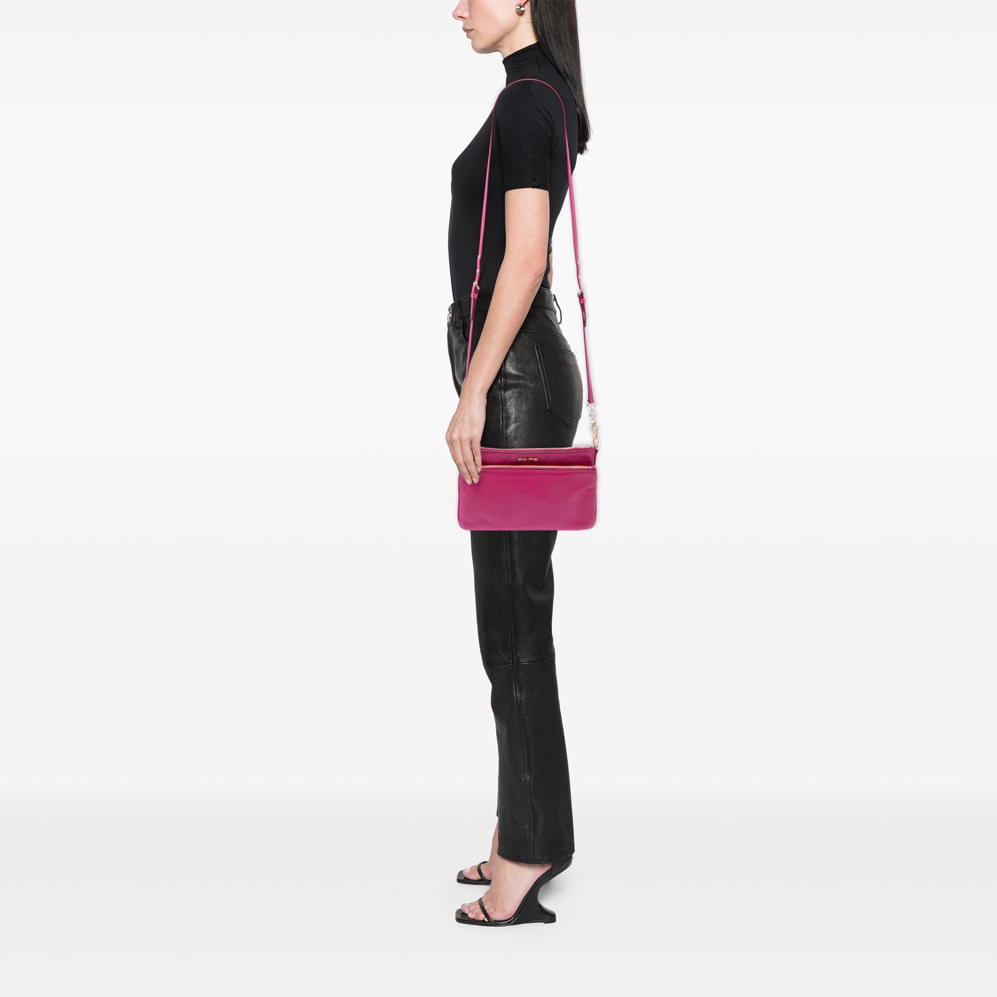 Miu Miu Goatskin Madras Double Zip Crossbody