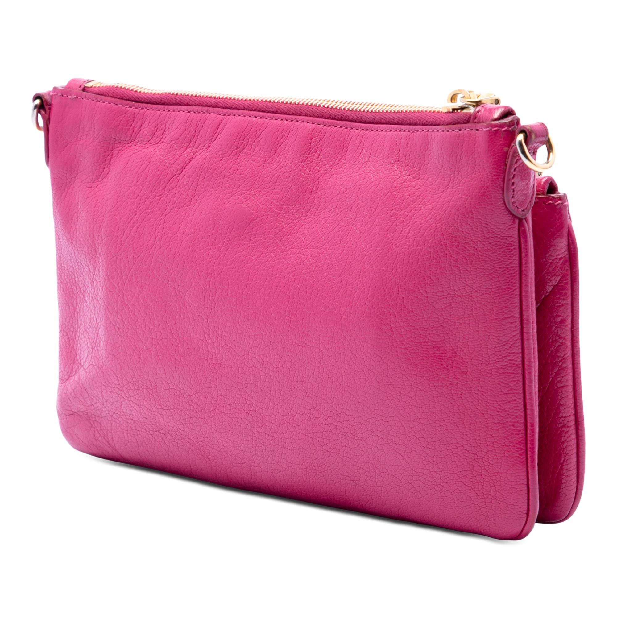 Miu Miu Goatskin Madras Double Zip Crossbody