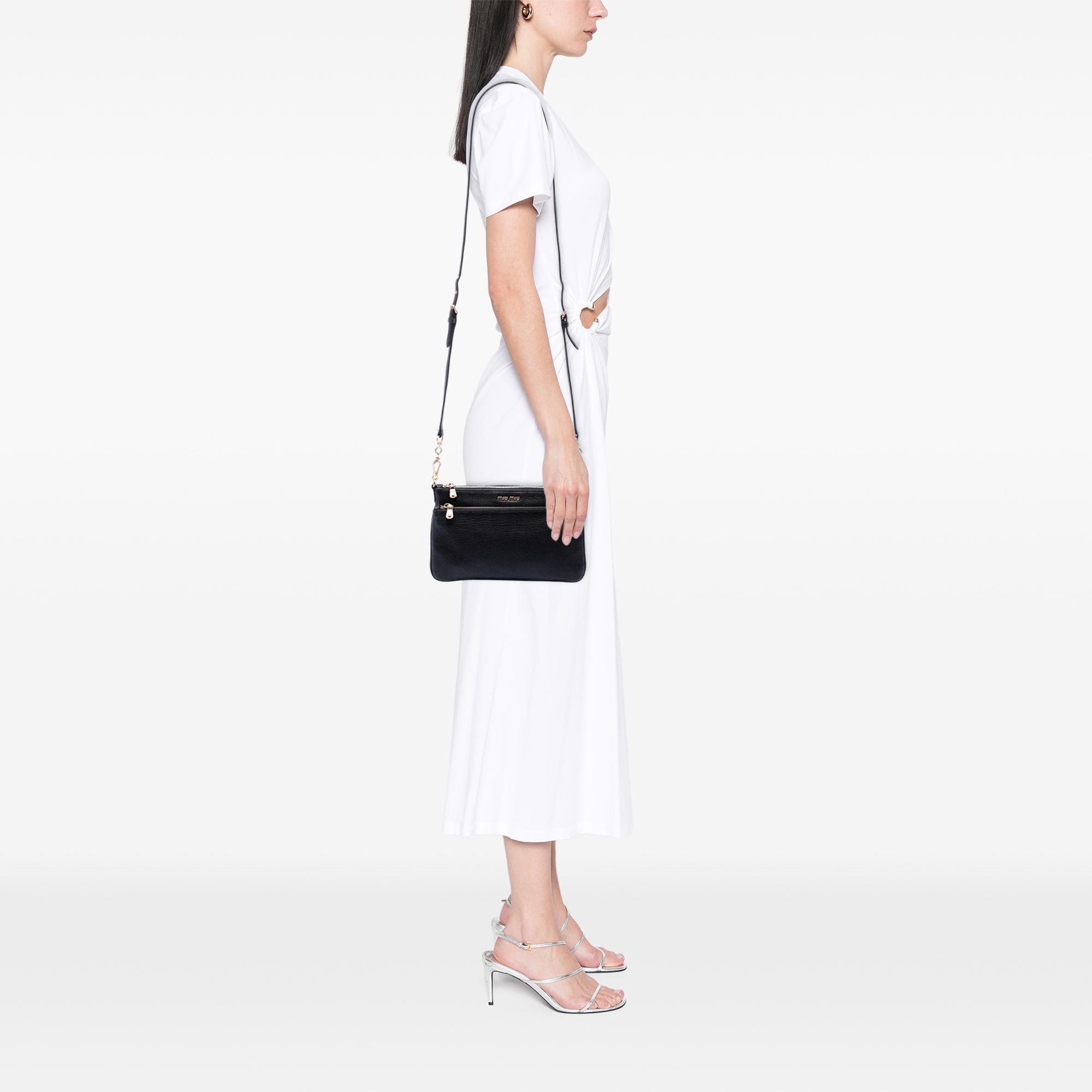 Miu Miu Goatskin Madras Double Zip Crossbody