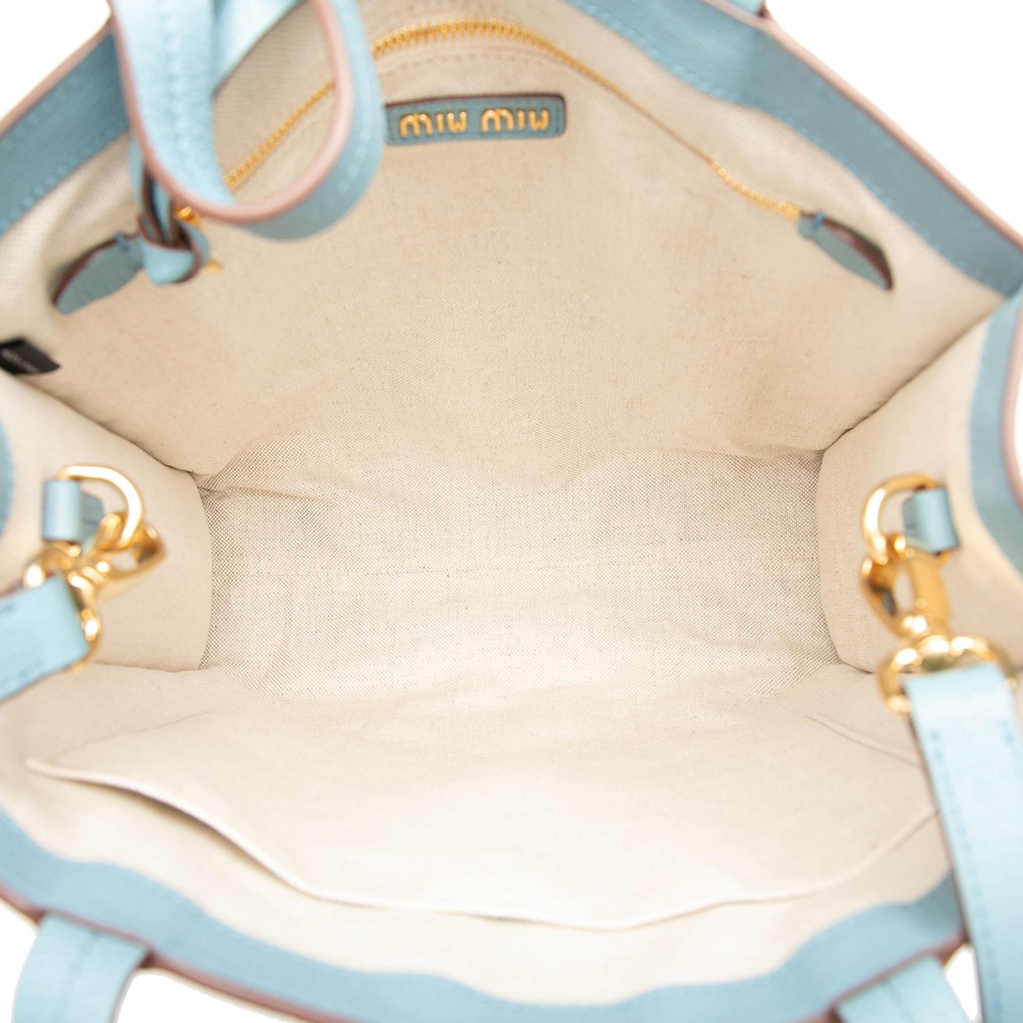Miu Miu Goatskin Madras Embossed Logo Satchel