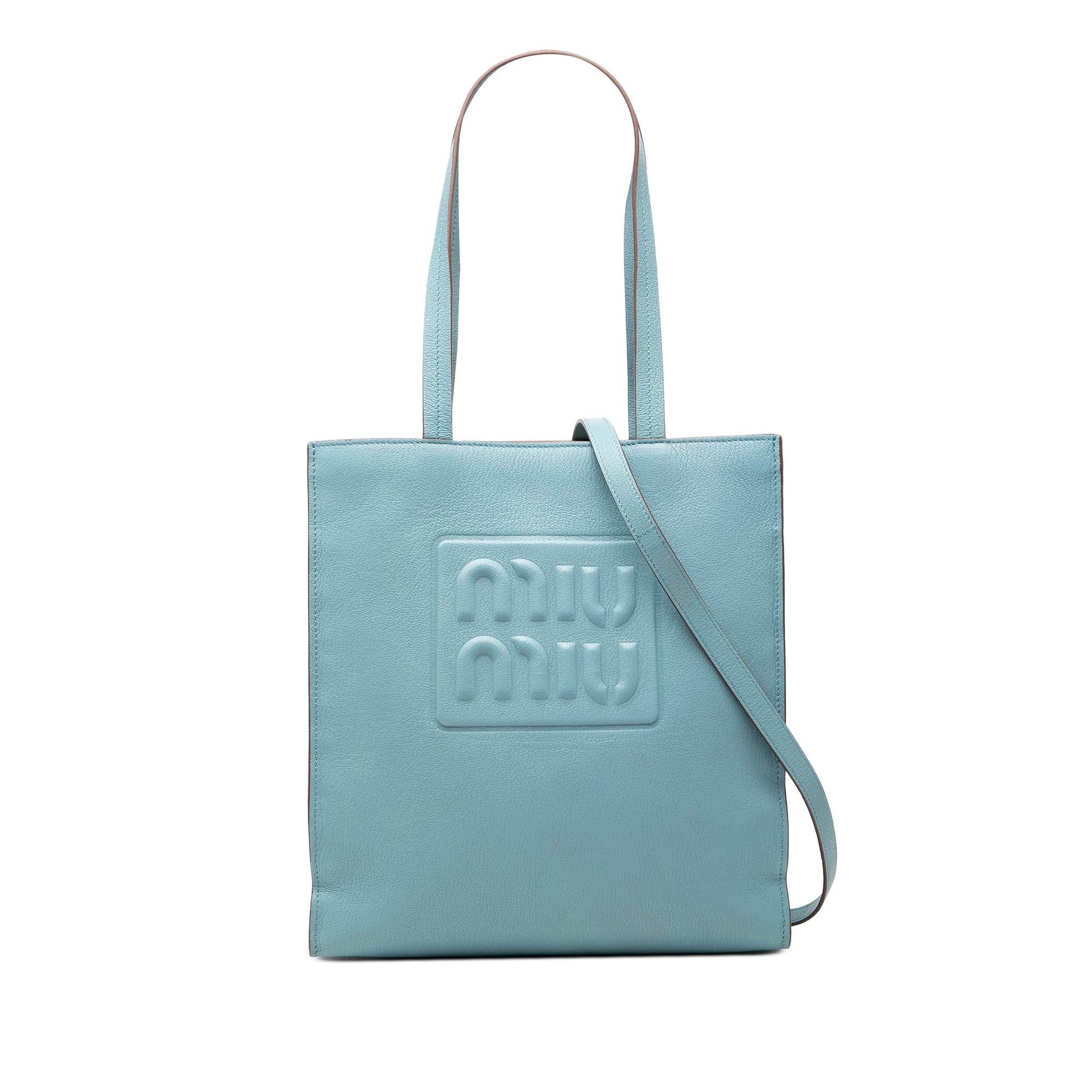 Miu Miu Goatskin Madras Embossed Logo Satchel