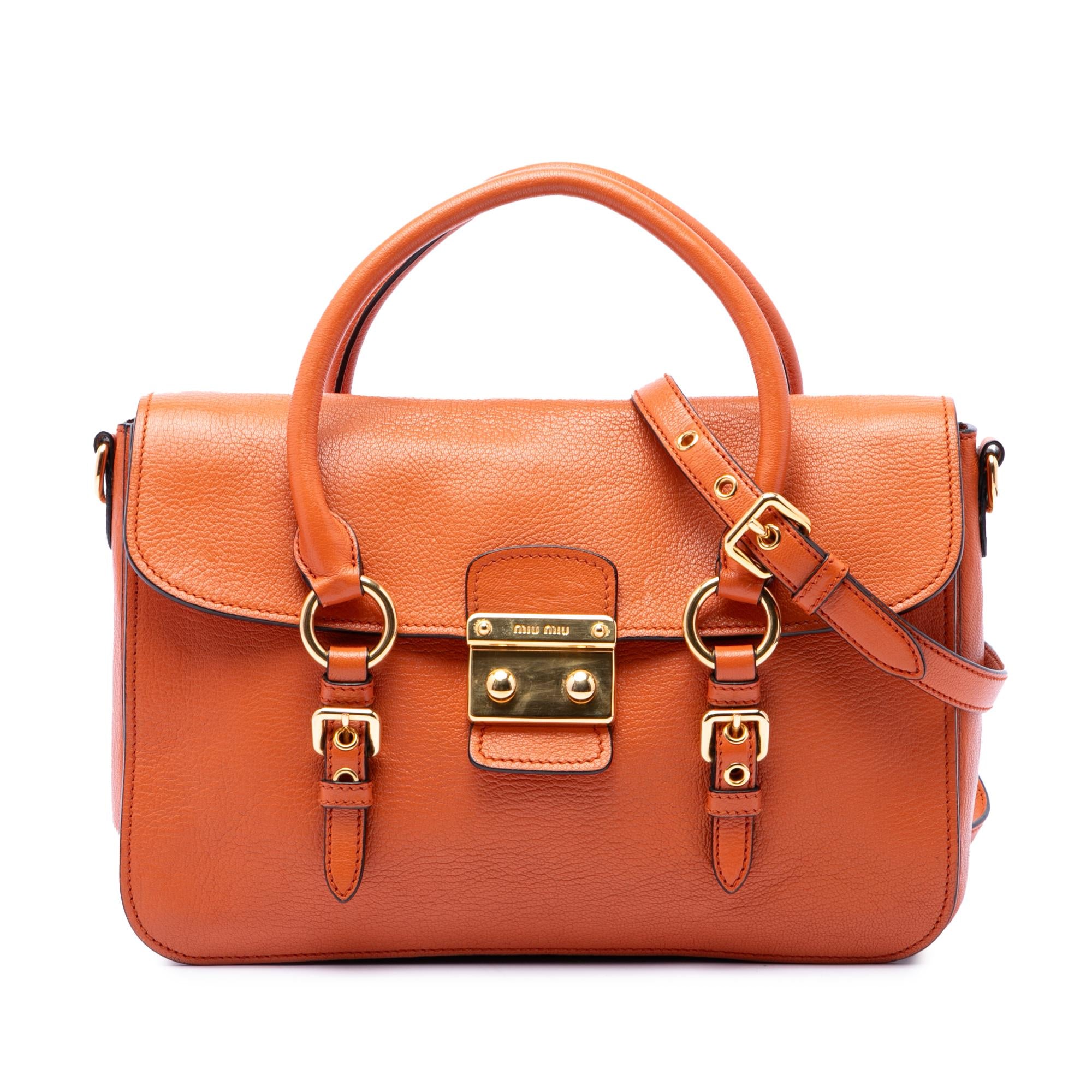 Miu Miu Goatskin Madras Flap Satchel