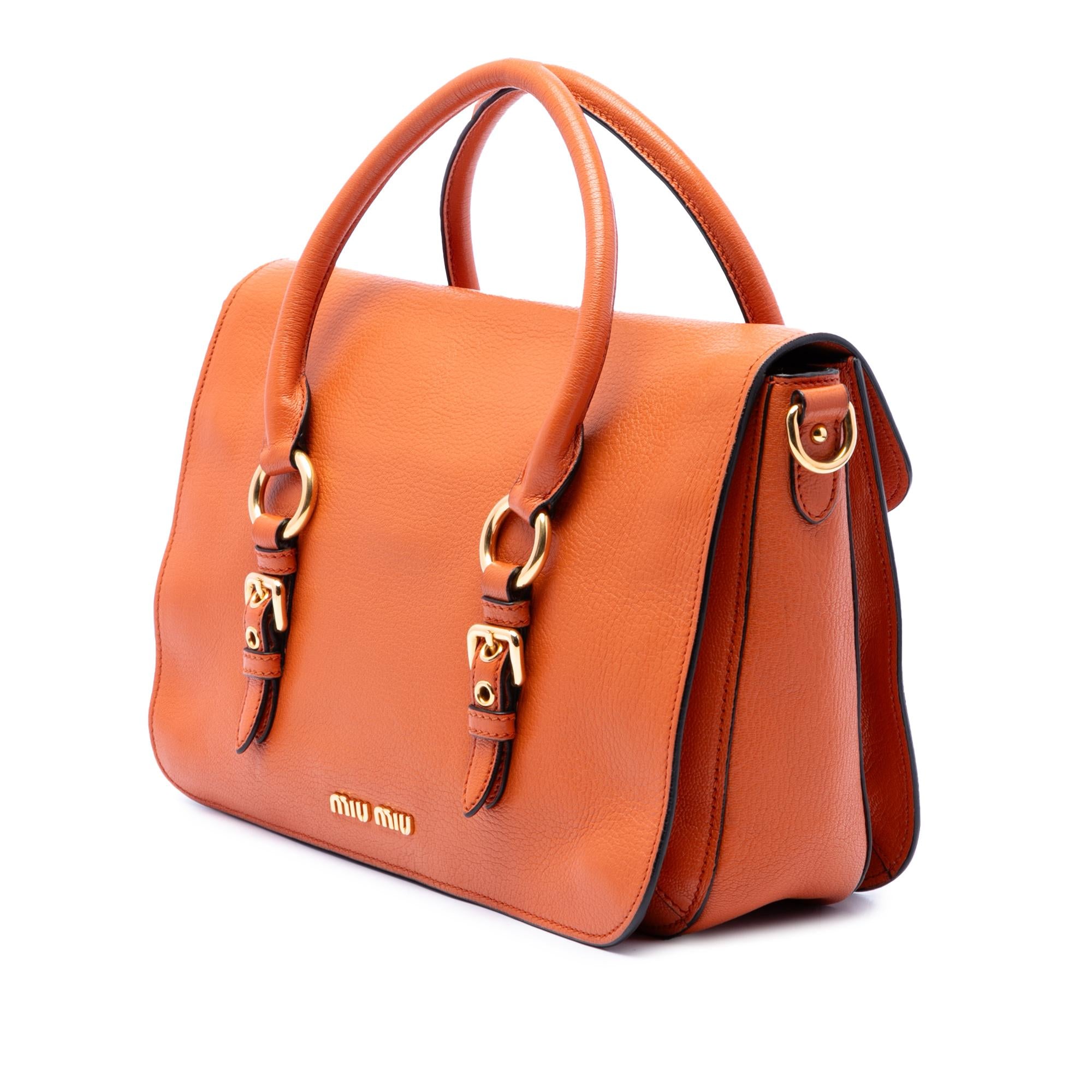 Miu Miu Goatskin Madras Flap Satchel