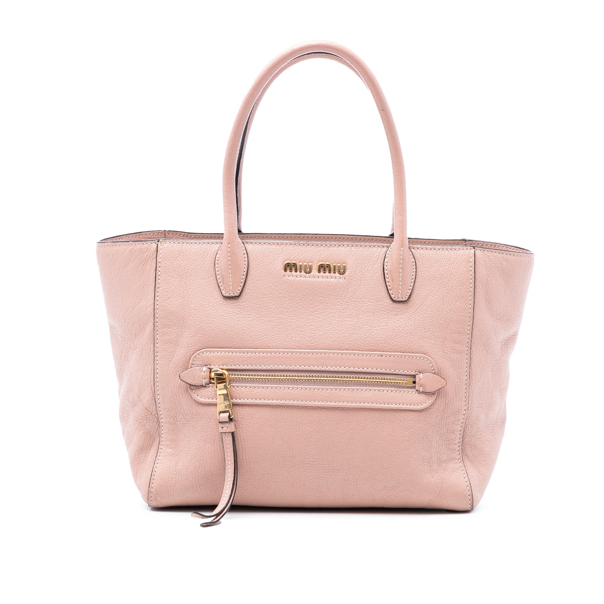 Miu Miu Goatskin Madras Front Pocket Satchel