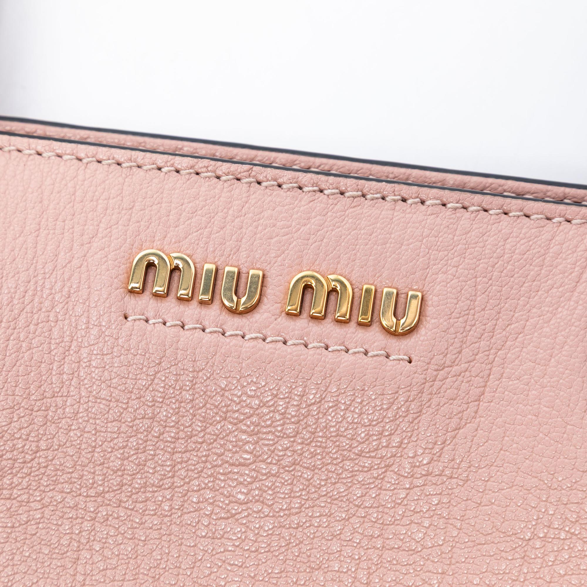 Miu Miu Goatskin Madras Front Pocket Satchel