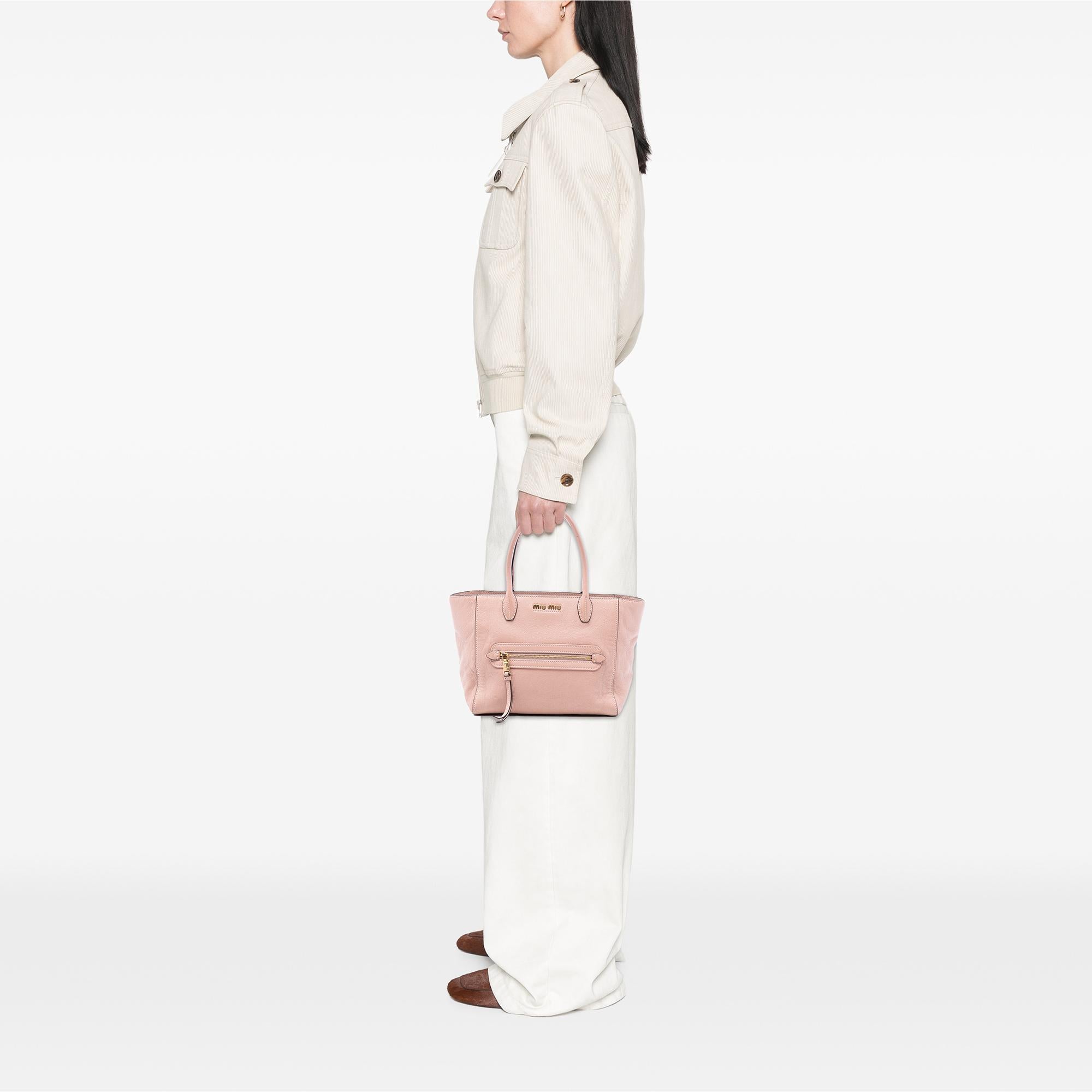 Miu Miu Goatskin Madras Front Pocket Satchel