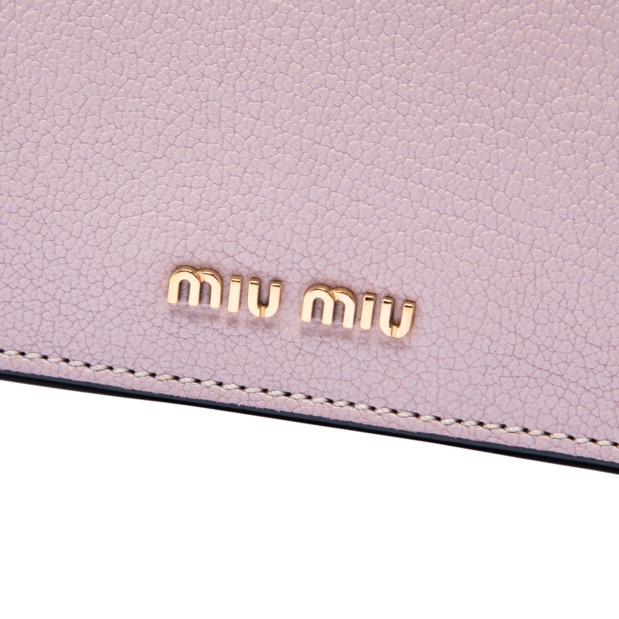 Miu Miu Goatskin Madras Soft Calf Crystal Embellished Crossbody