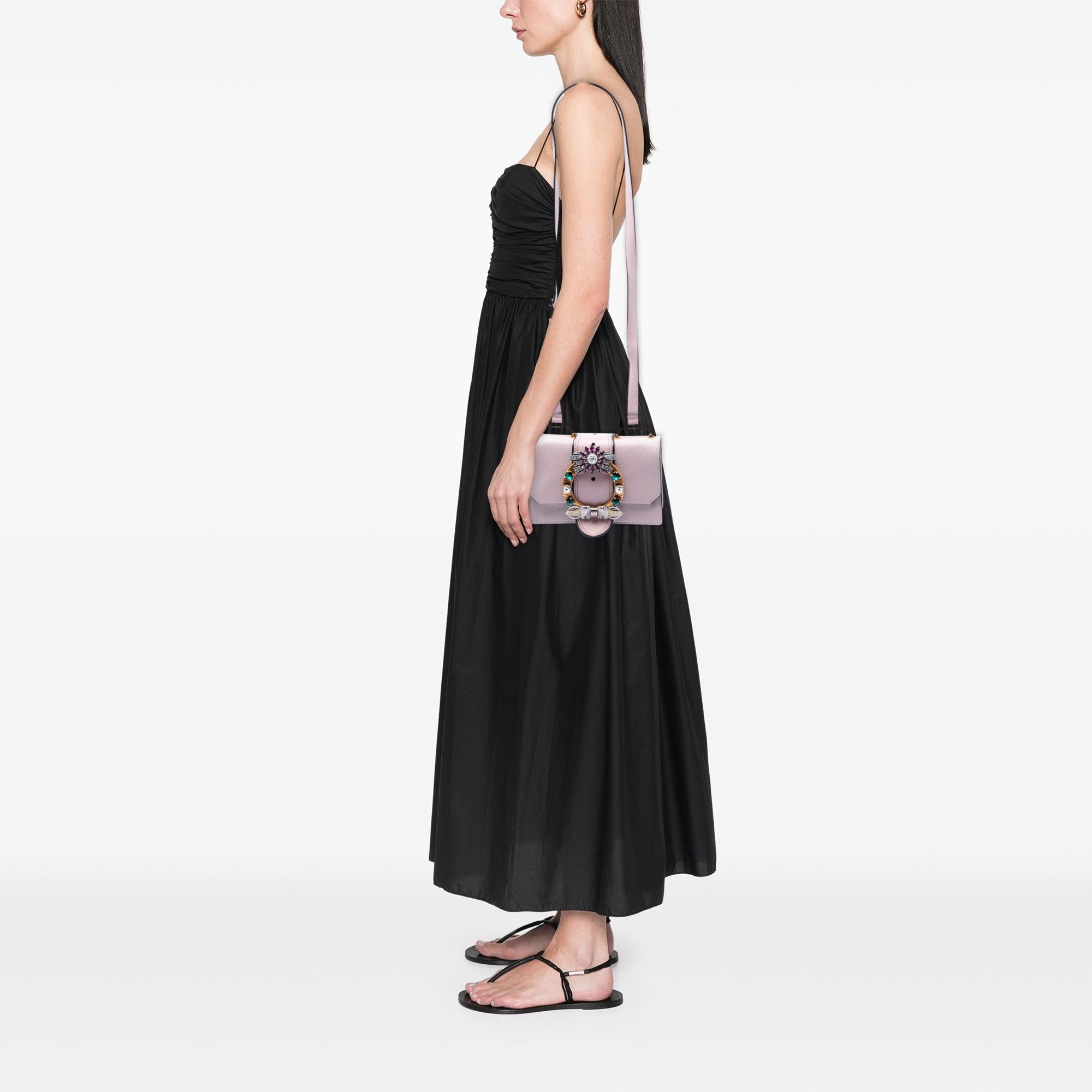 Miu Miu Goatskin Madras Soft Calf Crystal Embellished Crossbody
