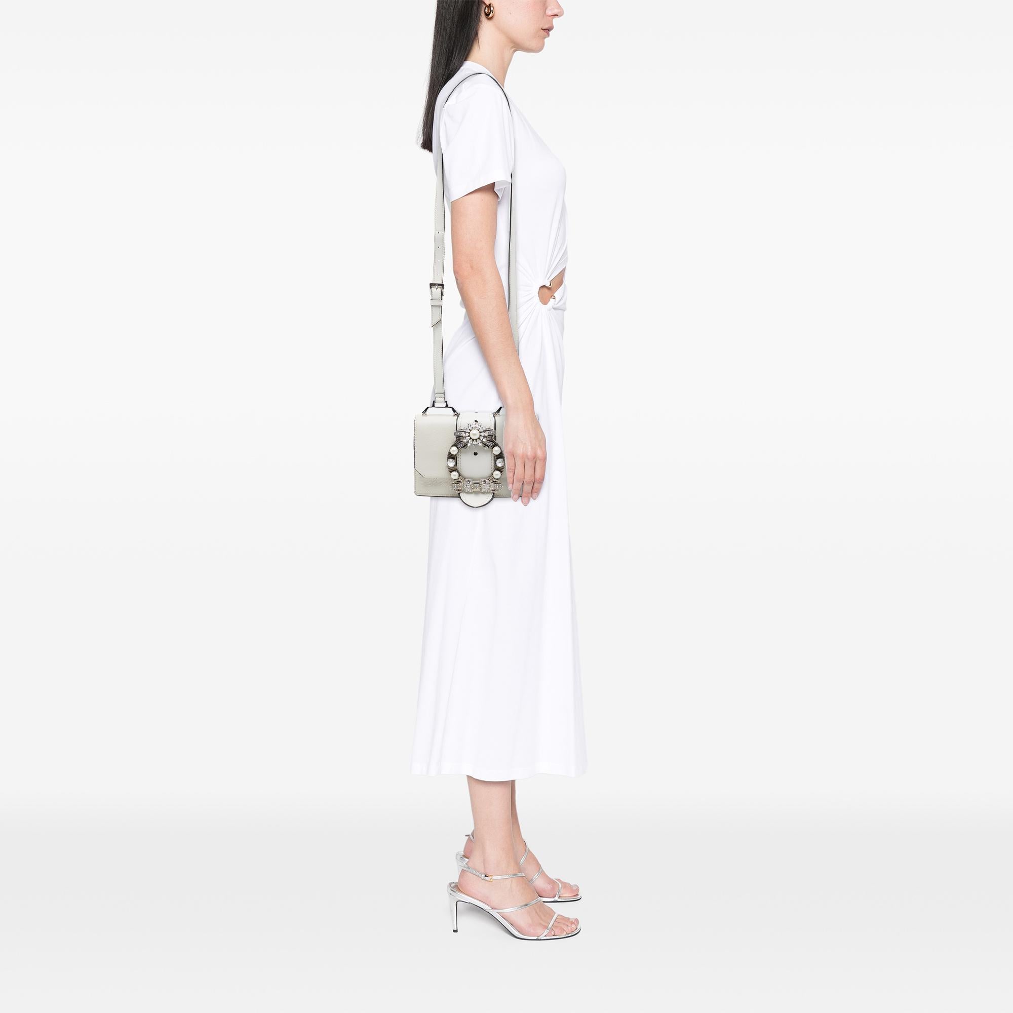 Miu Miu Goatskin Madras Soft Calf Crystal Embellished Crossbody