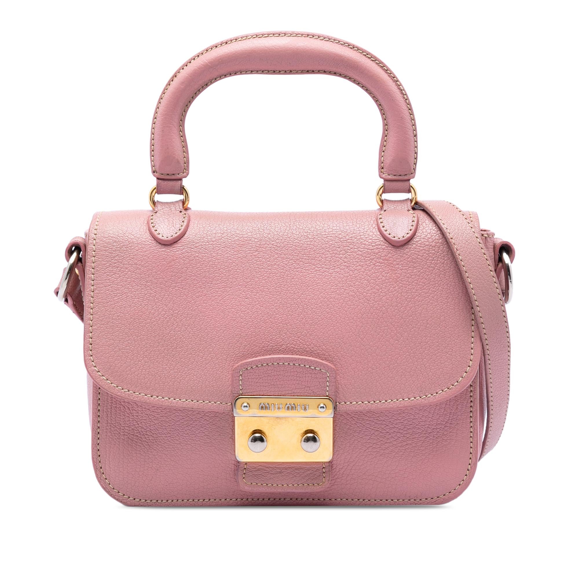 Miu Miu Goatskin Madras Top Handle Bag