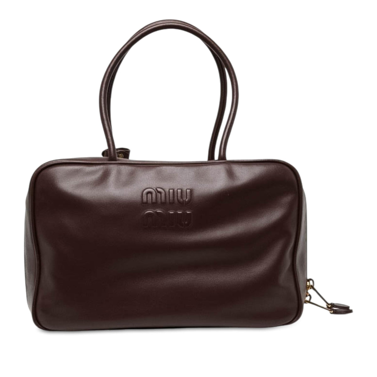 Miu Miu Large Calfskin Logo Beau Handbag