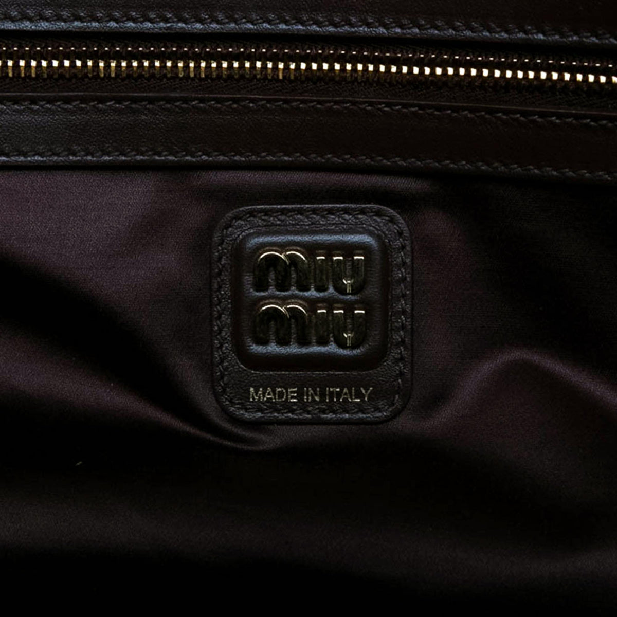 Miu Miu Large Calfskin Logo Beau Handbag