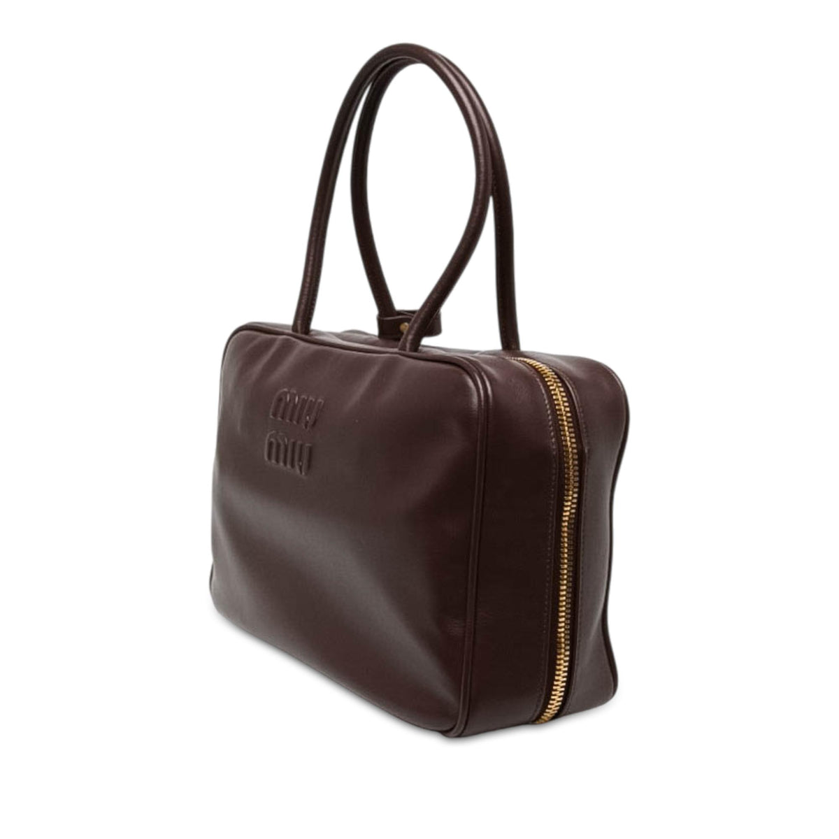 Miu Miu Large Calfskin Logo Beau Handbag