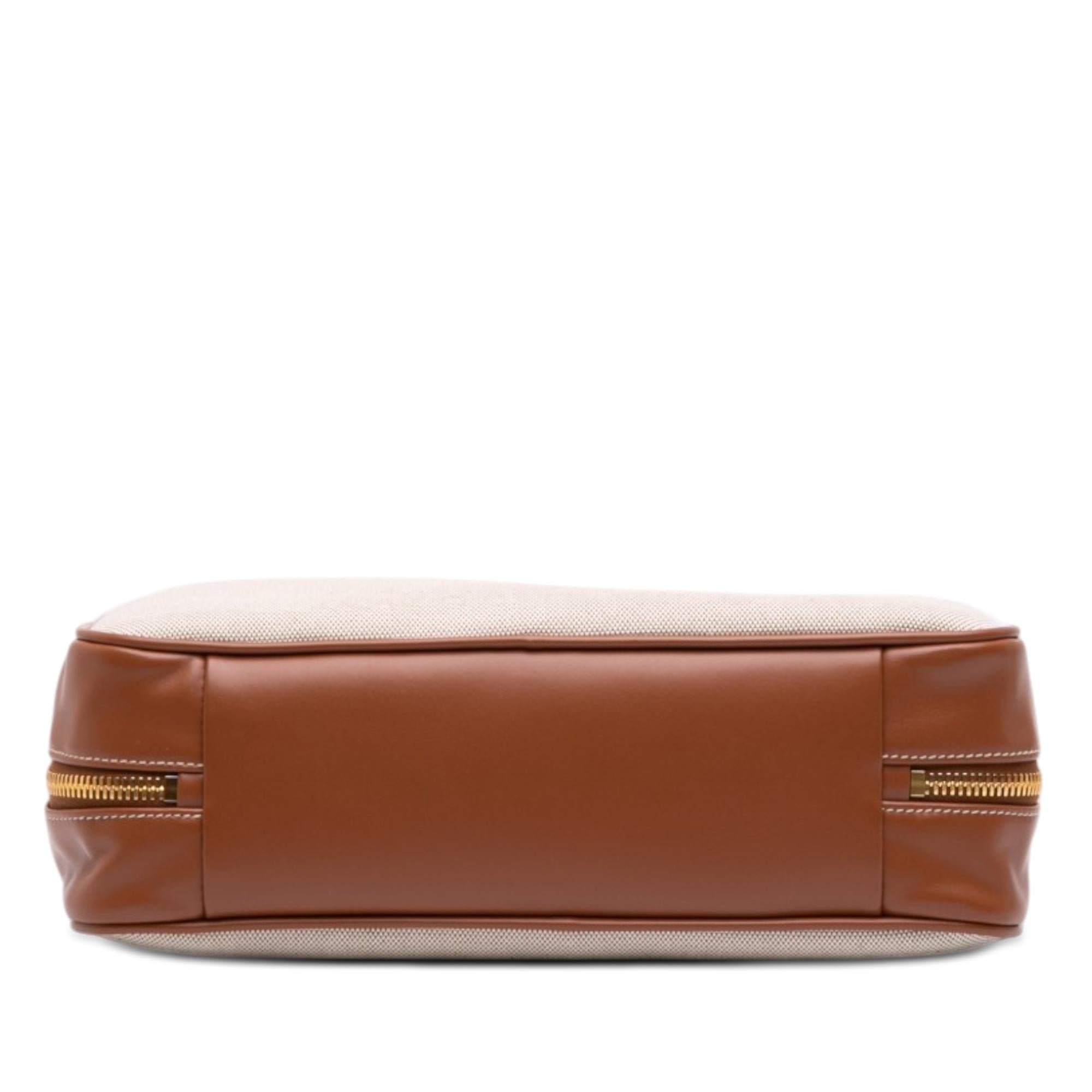 Miu Miu Large Canvas and Leather Logo Beau Handbag
