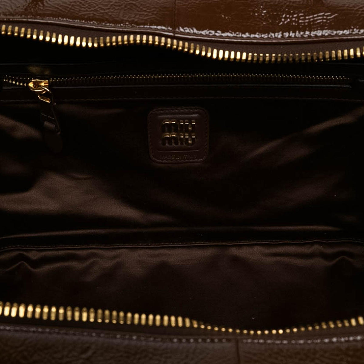 Miu Miu Large Naplak Patent Logo Beau Handbag