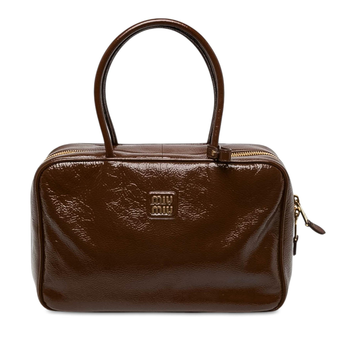 Miu Miu Large Naplak Patent Logo Beau Handbag