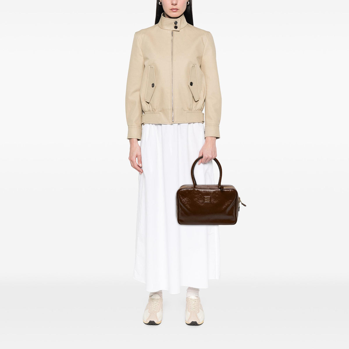 Miu Miu Large Naplak Patent Logo Beau Handbag