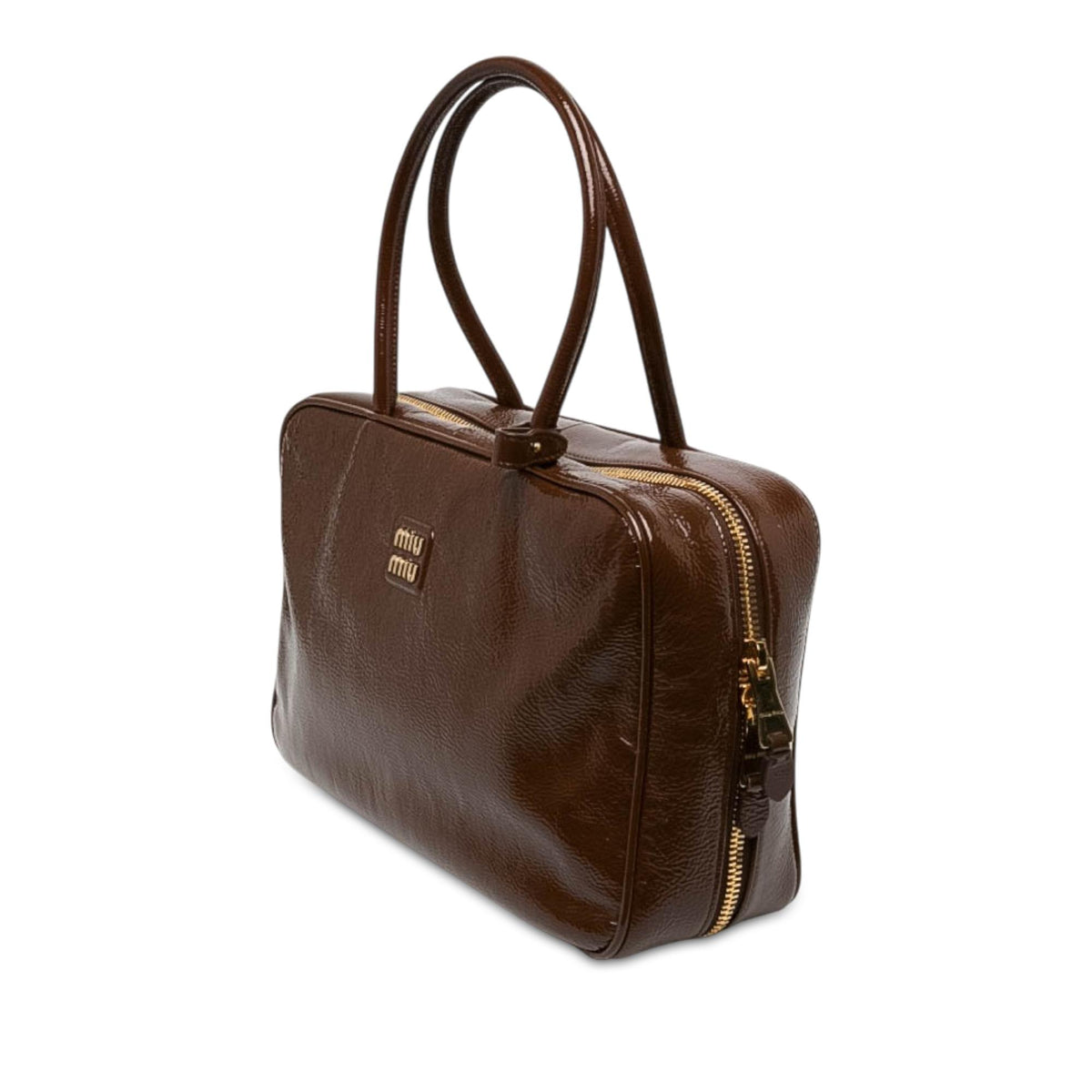 Miu Miu Large Naplak Patent Logo Beau Handbag