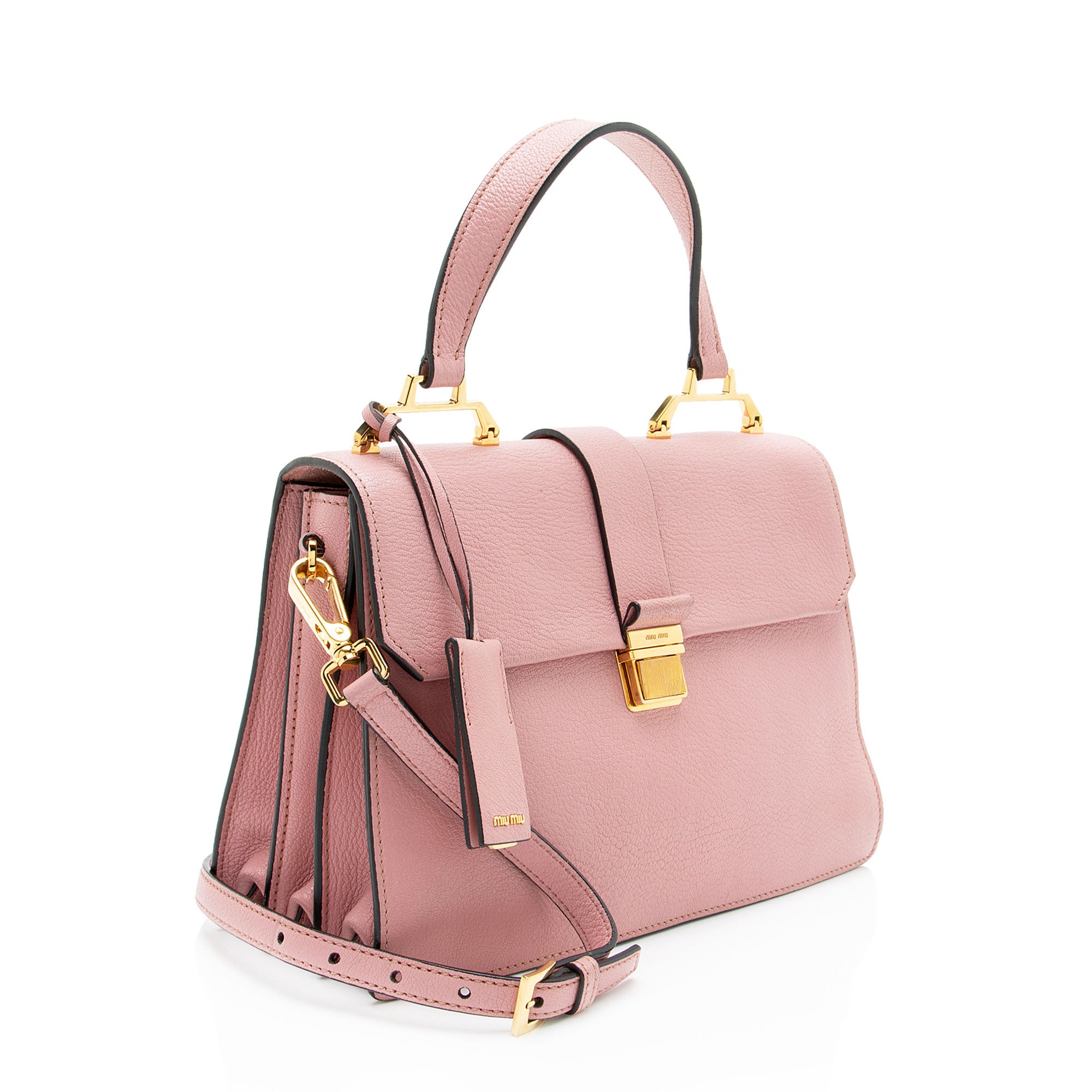 Miu Miu Leather Madras Top Handle