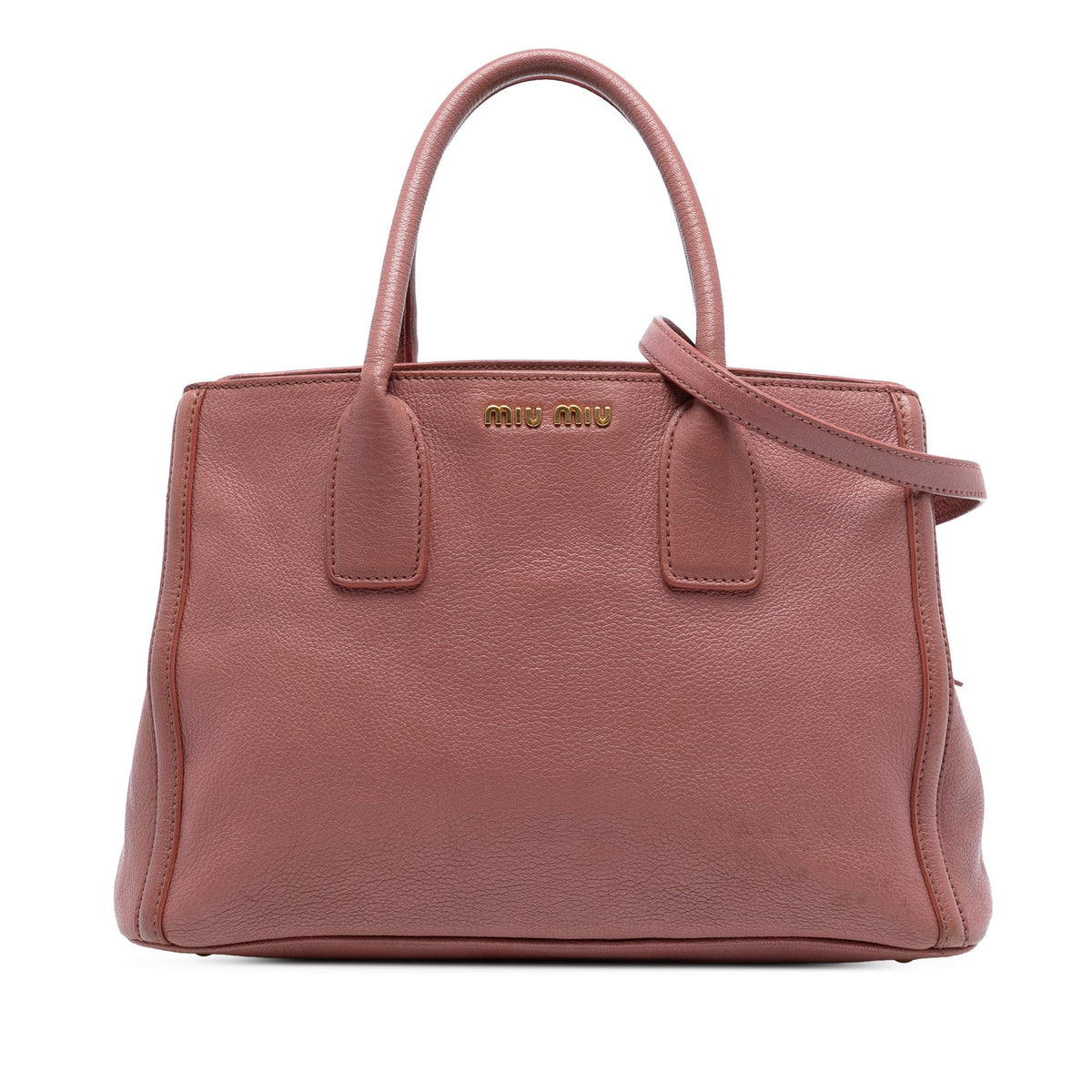 Miu Miu Leather Madras Tote