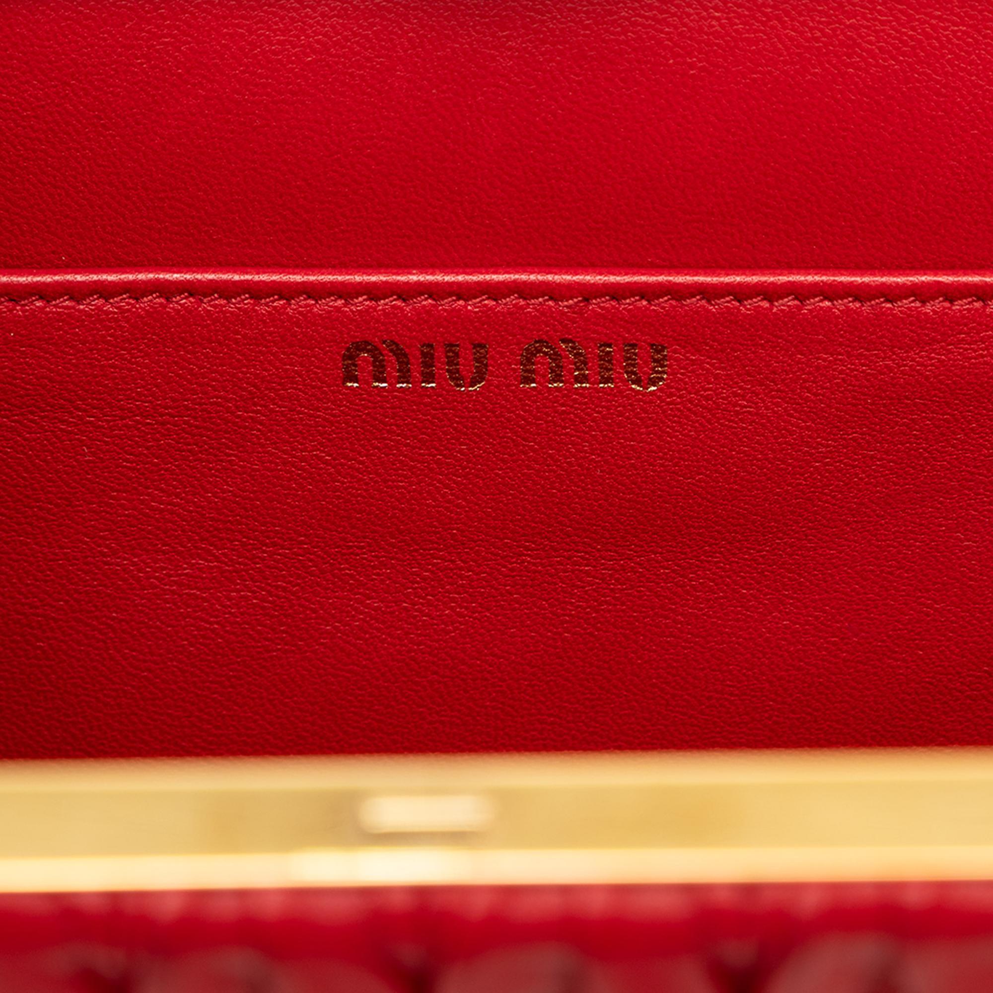 Miu Miu Matelasse Lambskin Kiss Lock Solitaire Satchel