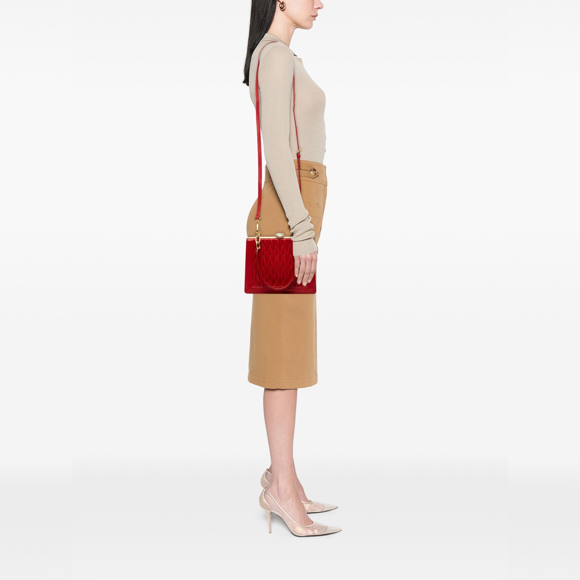 Miu Miu Matelasse Lambskin Kiss Lock Solitaire Satchel