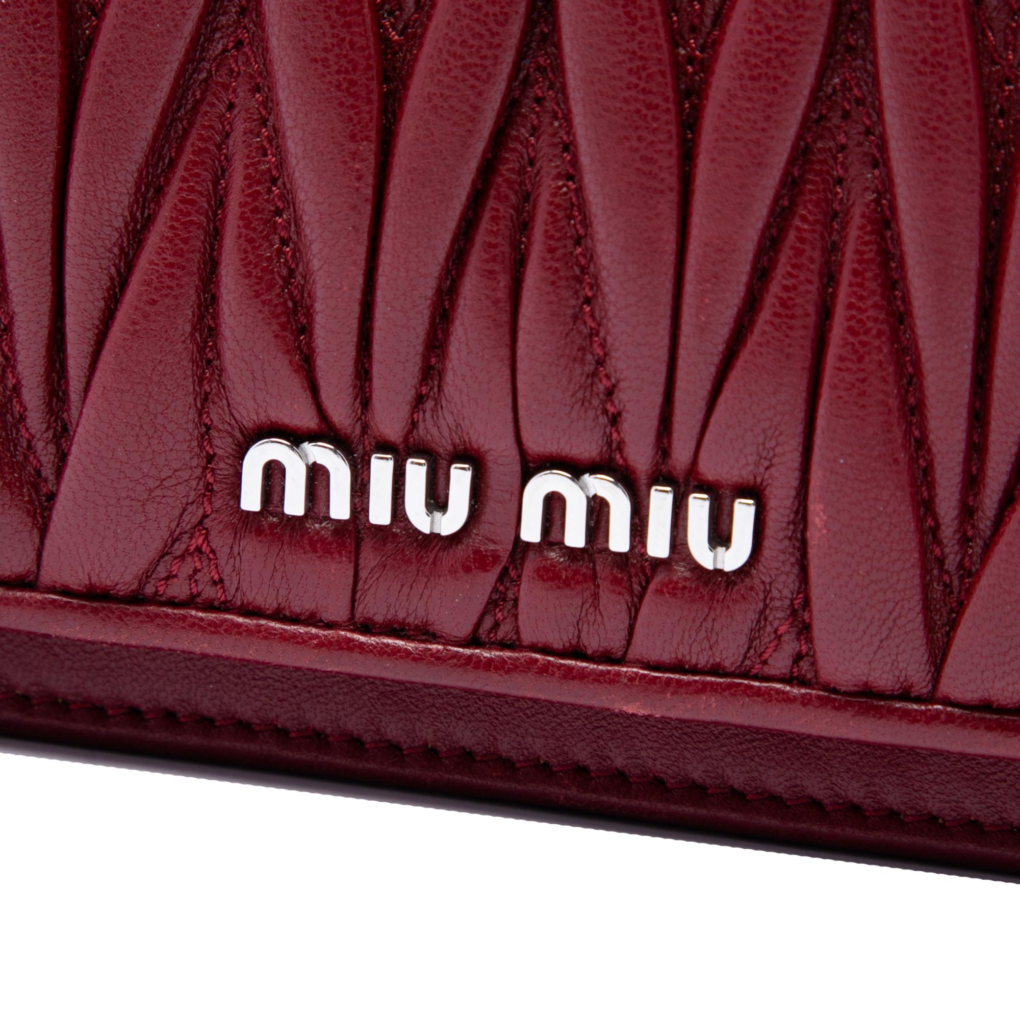 Miu Miu Matelasse Lambskin Strass Embellished Wallet On Chain