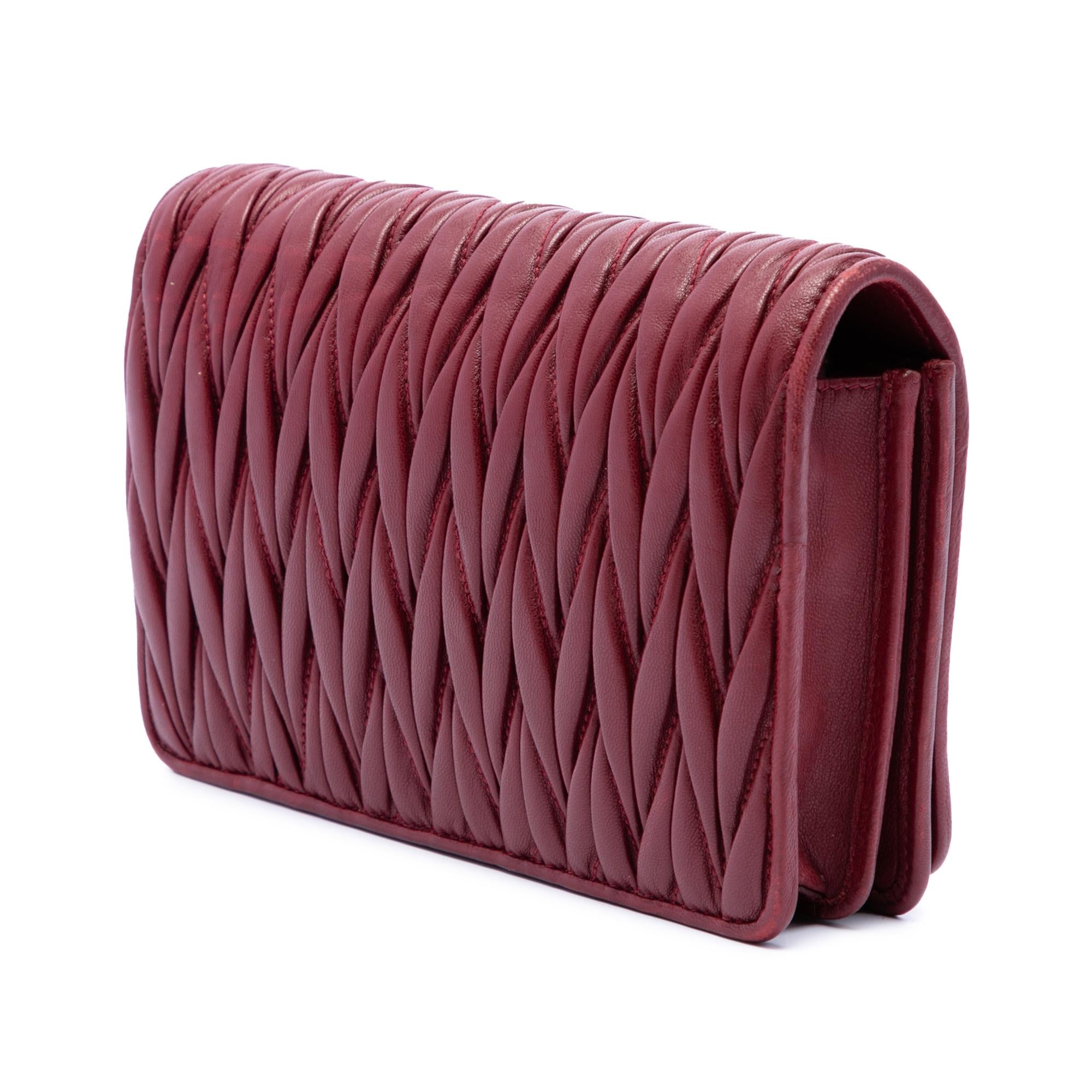 Miu Miu Matelasse Lambskin Strass Embellished Wallet On Chain