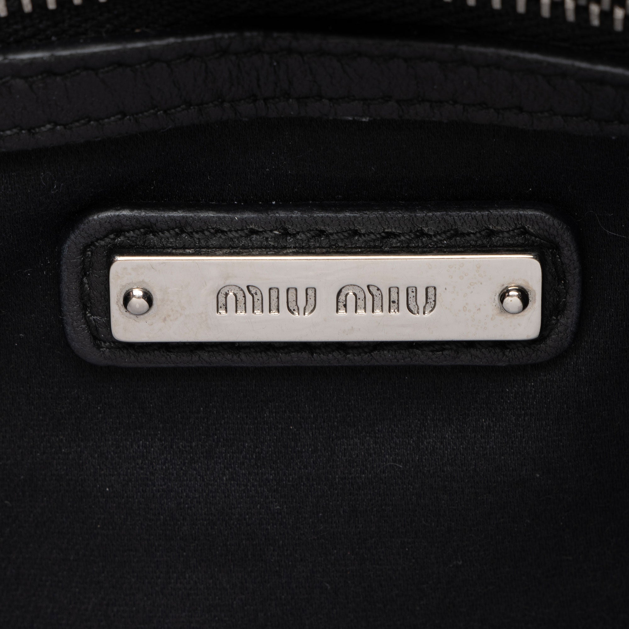 Miu Miu Matelasse Leather Crystal Medium Tote