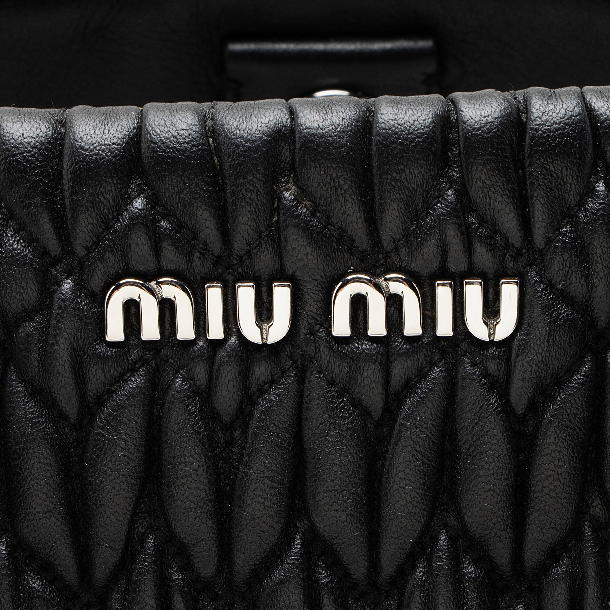 Miu Miu Matelasse Leather Crystal Medium Tote