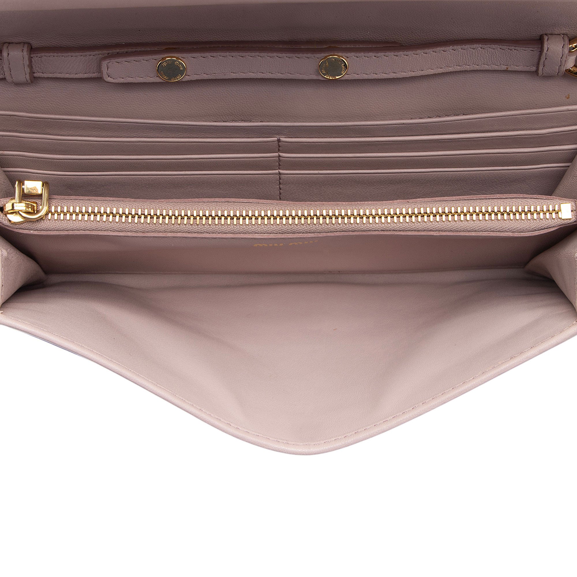 Miu Miu Matelasse Leather Chain Wallet