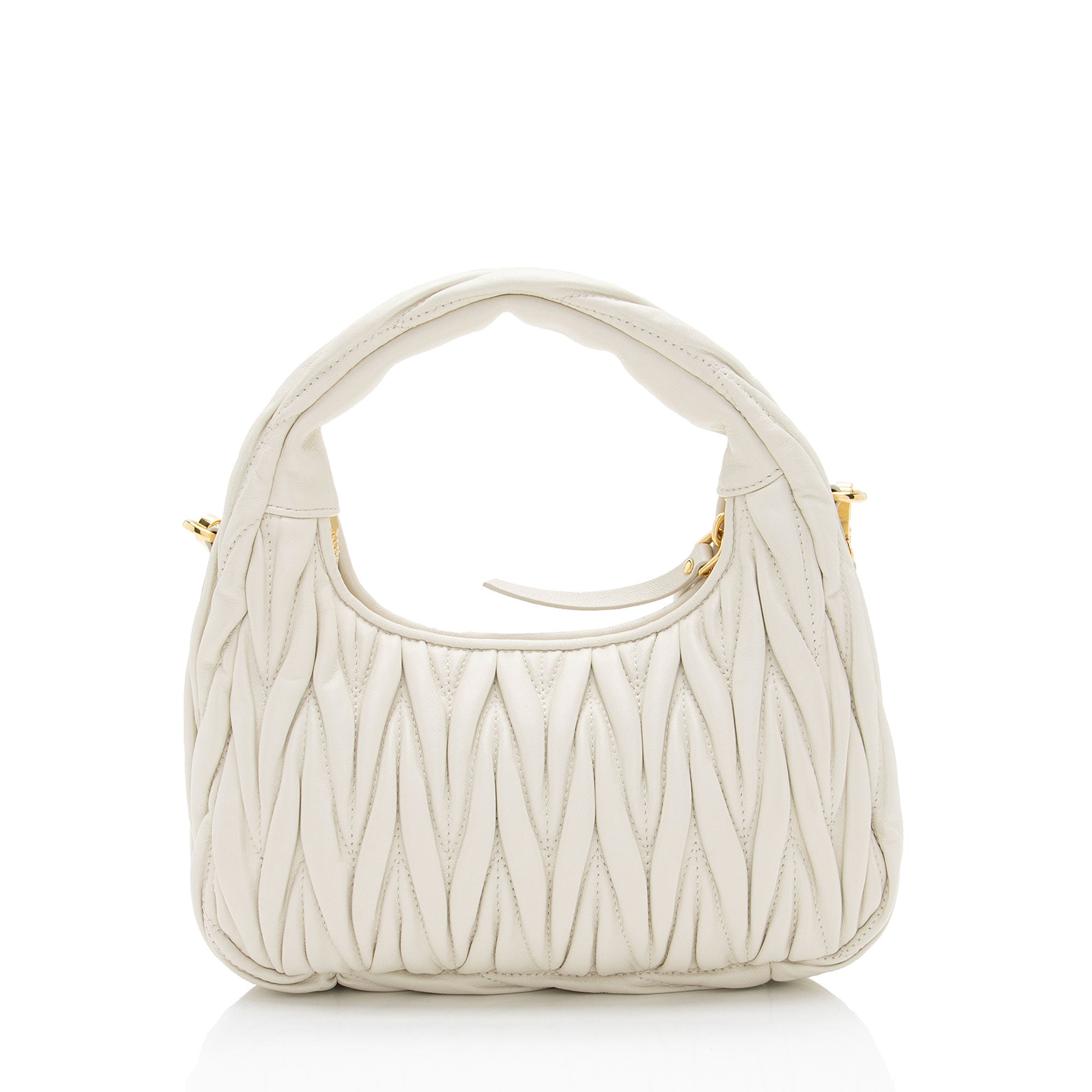 Miu Miu Matelasse Leather Wander Mini Hobo (SHF-uq6TOu)
