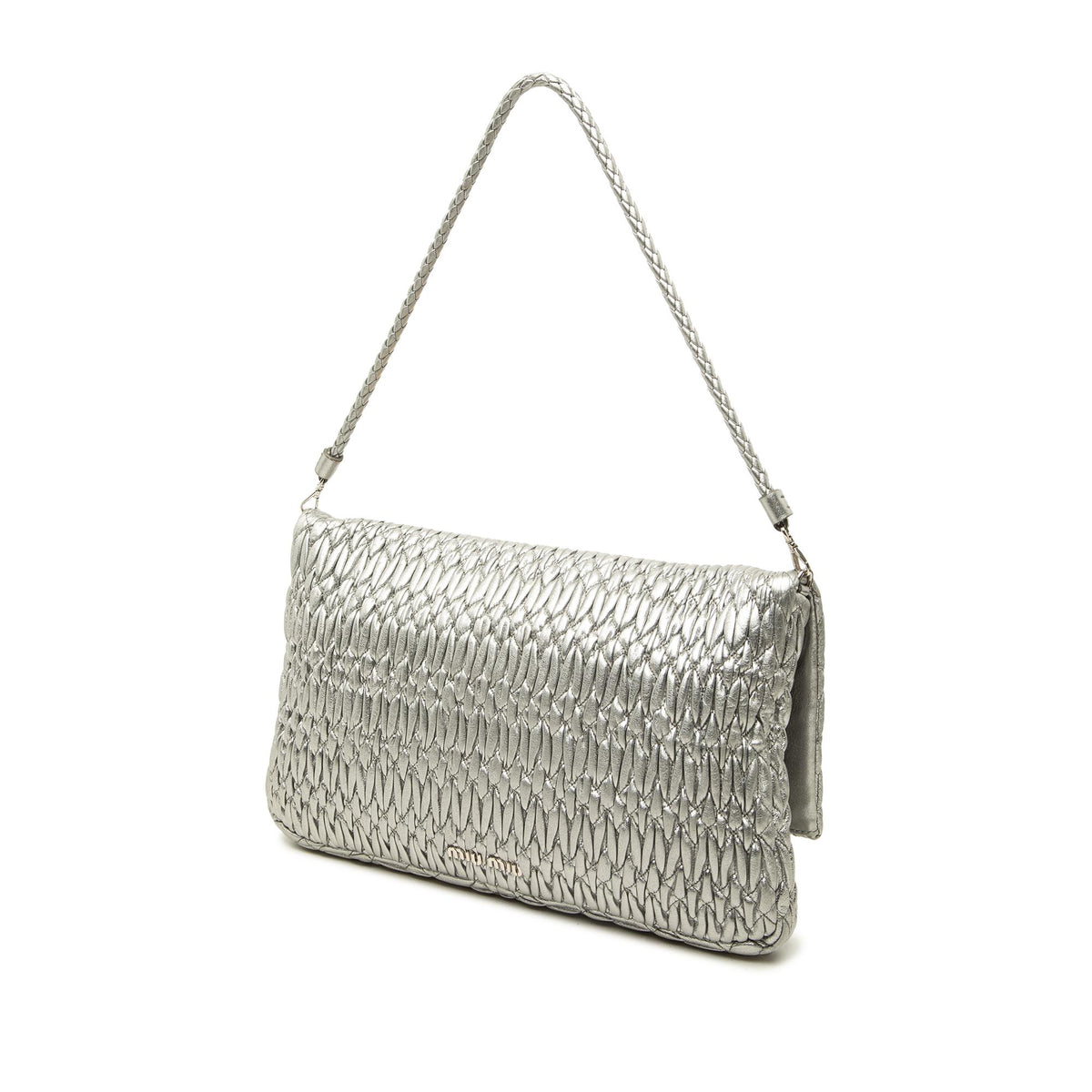 Miu Miu Matelasse Metallic Nappa Crystal Chain Satchel
