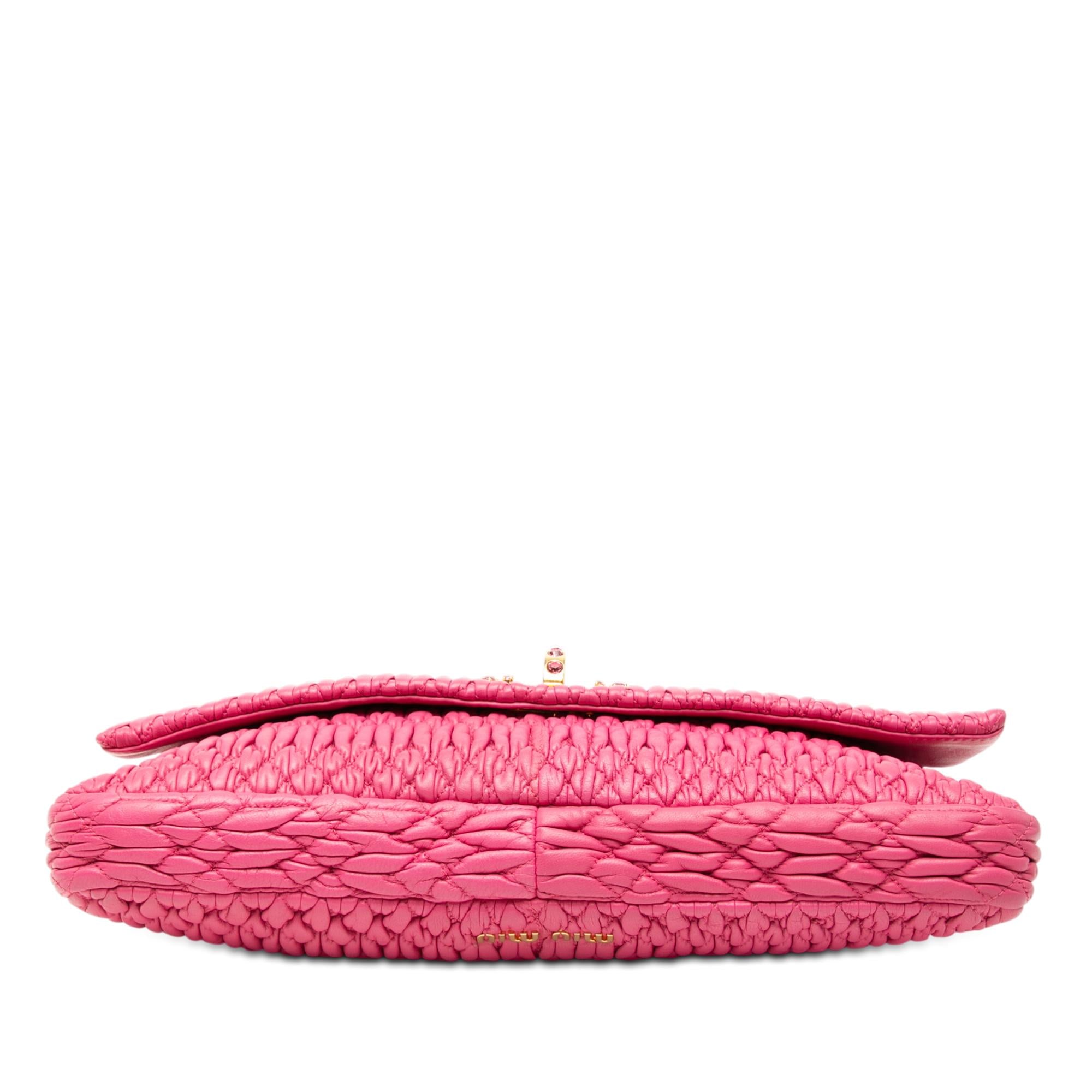 Miu Miu Matelasse Nappa Crystal Chain Satchel