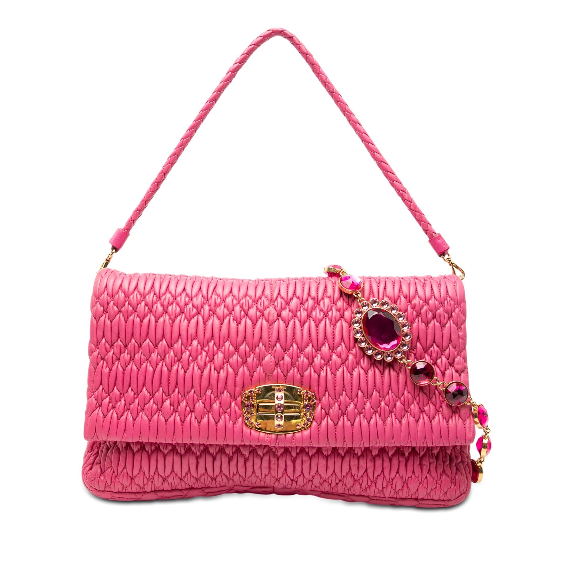 Miu Miu Matelasse Nappa Crystal Chain Satchel