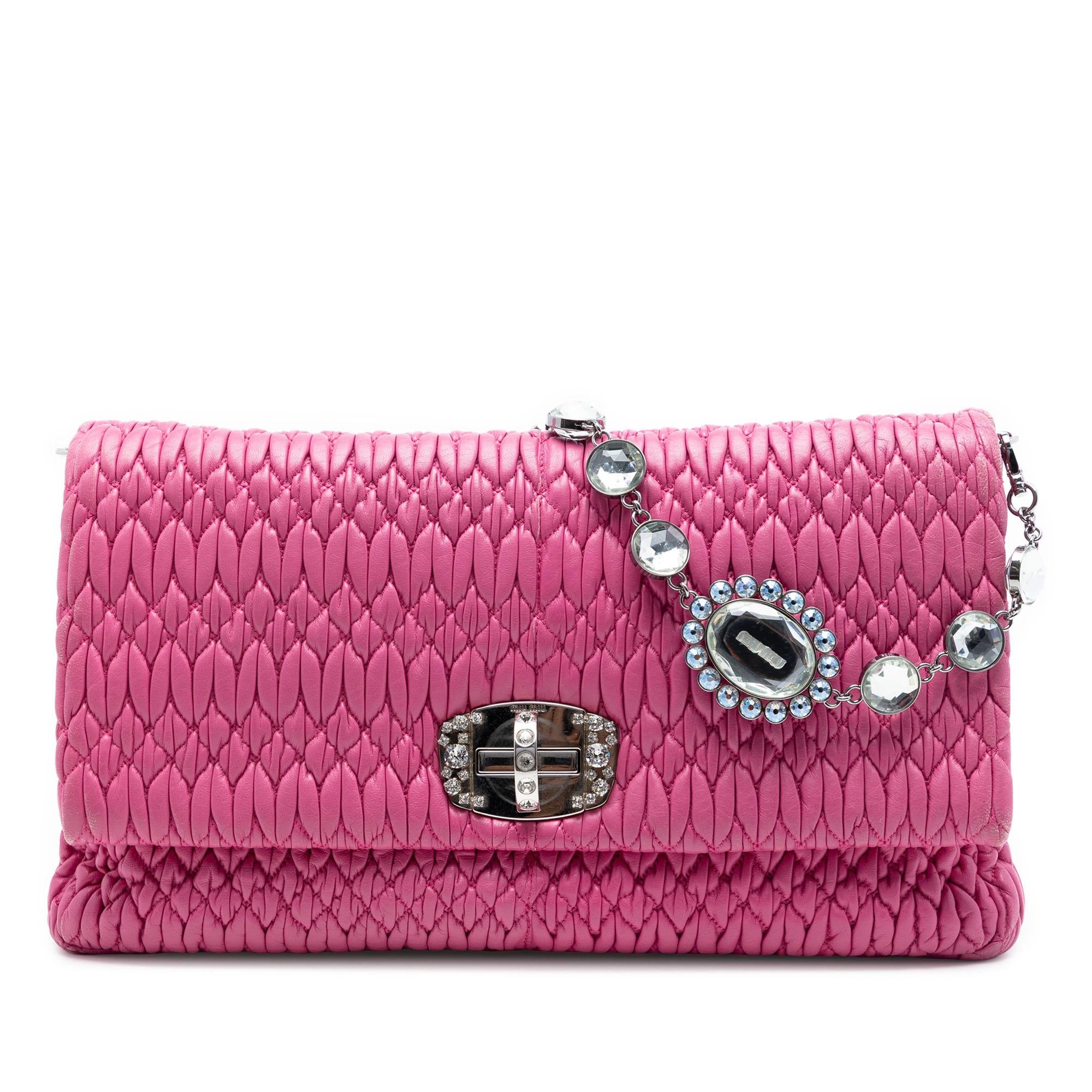 Miu Miu Matelasse Nappa Crystal Chain Satchel
