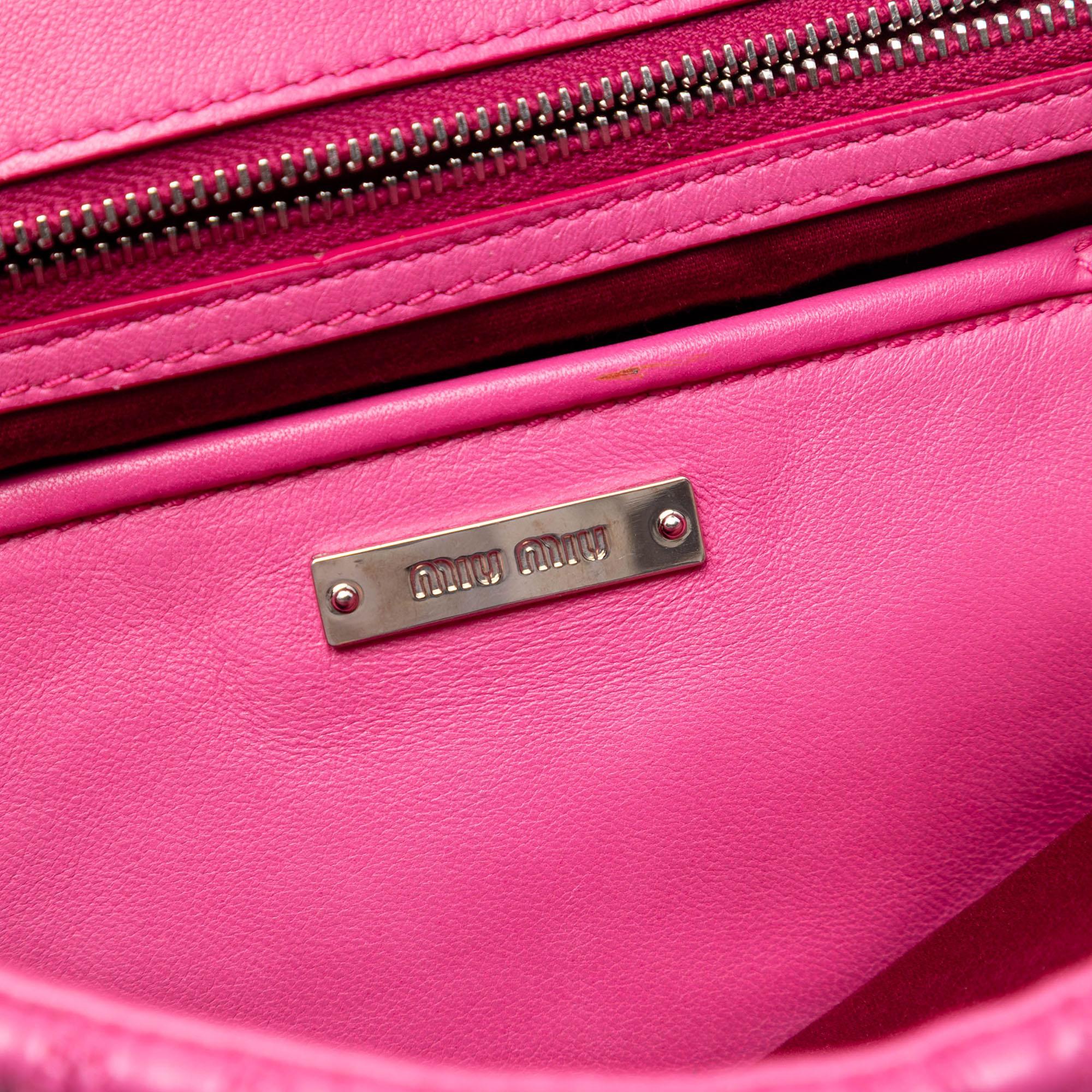 Miu Miu Matelasse Nappa Crystal Chain Satchel