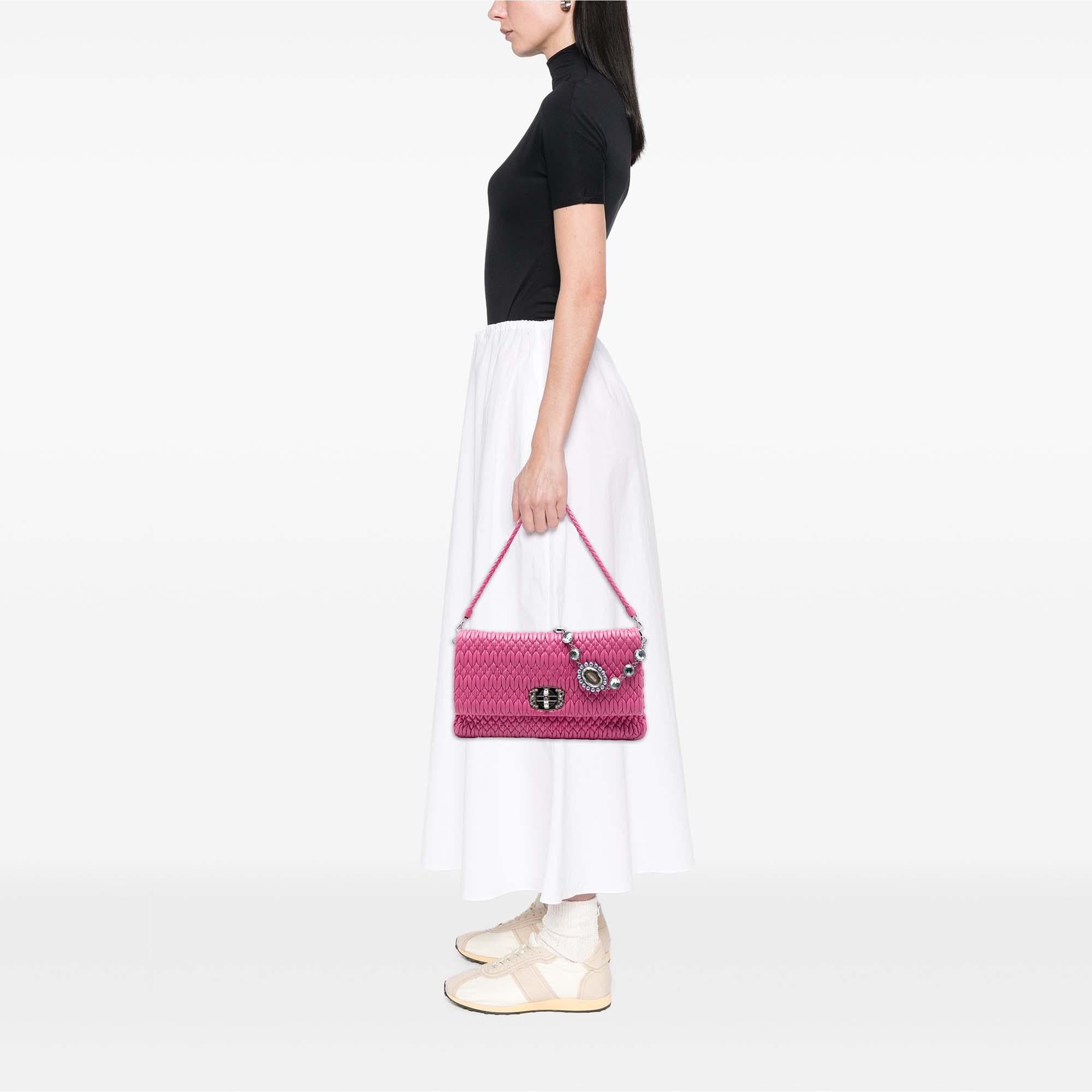 Miu Miu Matelasse Nappa Crystal Chain Satchel