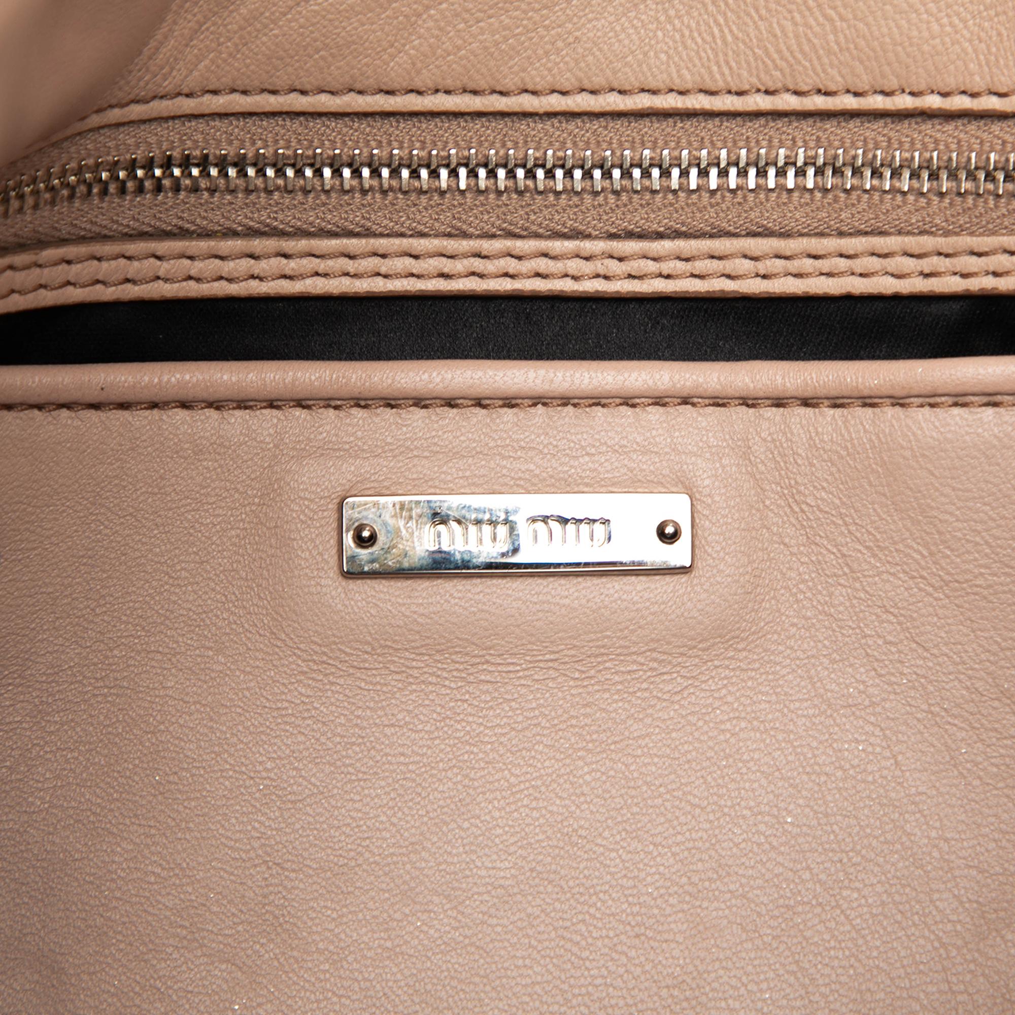 Miu Miu Matelasse Nappa Crystal Chain Satchel