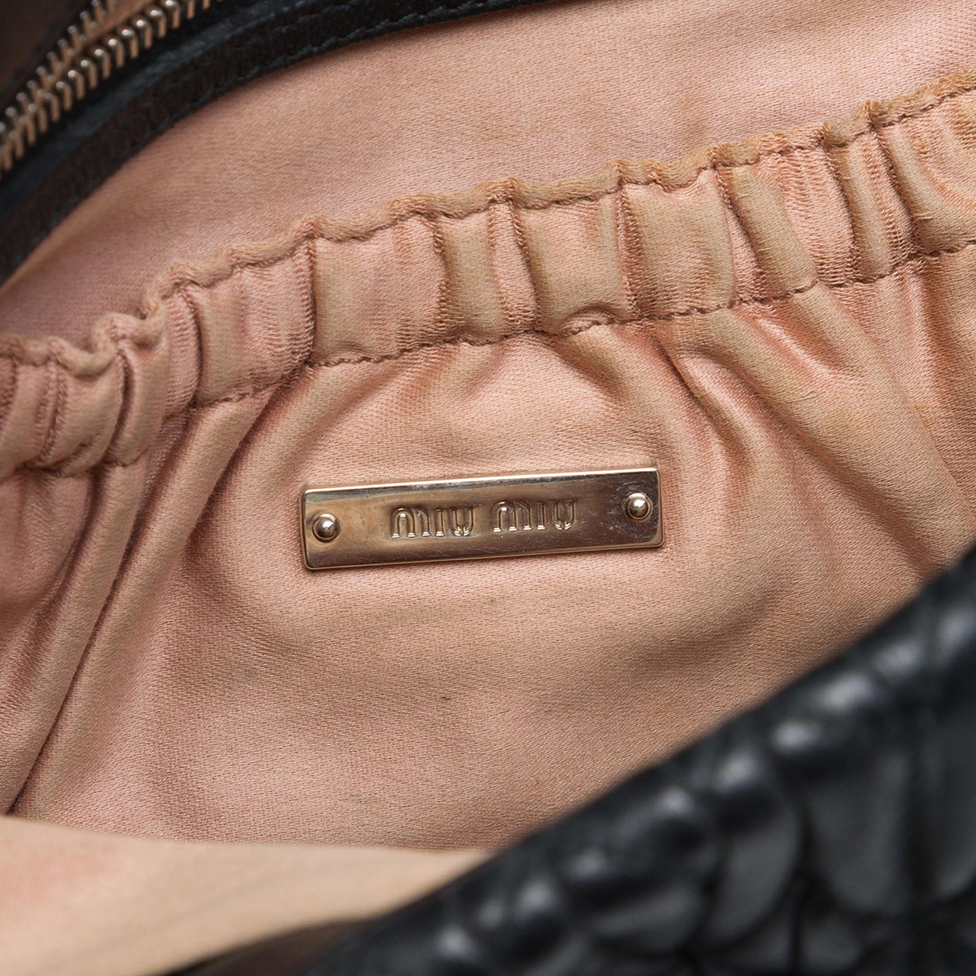 Miu Miu Matelasse Nappa Crystal Chain Satchel