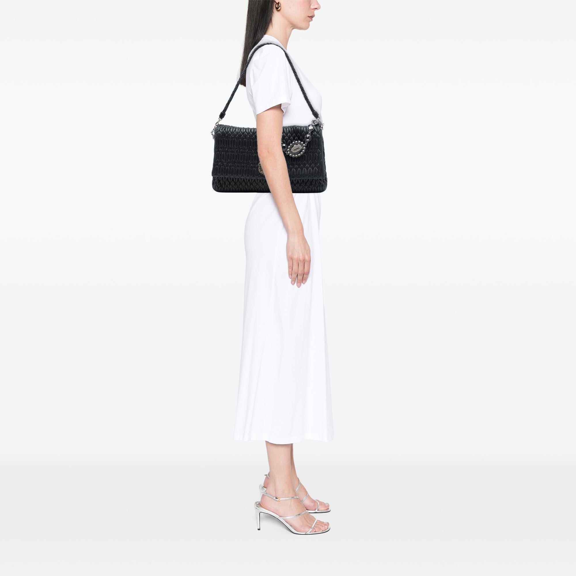Miu Miu Matelasse Nappa Crystal Chain Satchel
