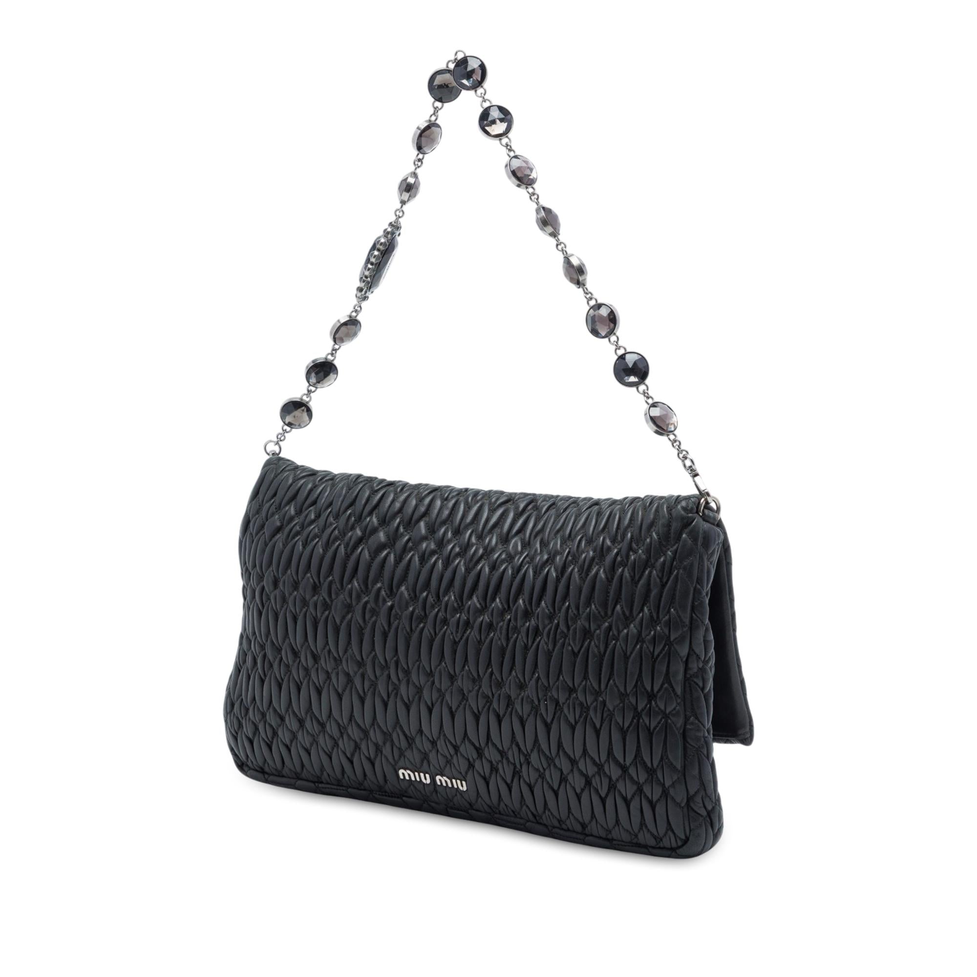 Miu Miu Matelasse Nappa Crystal Chain Satchel