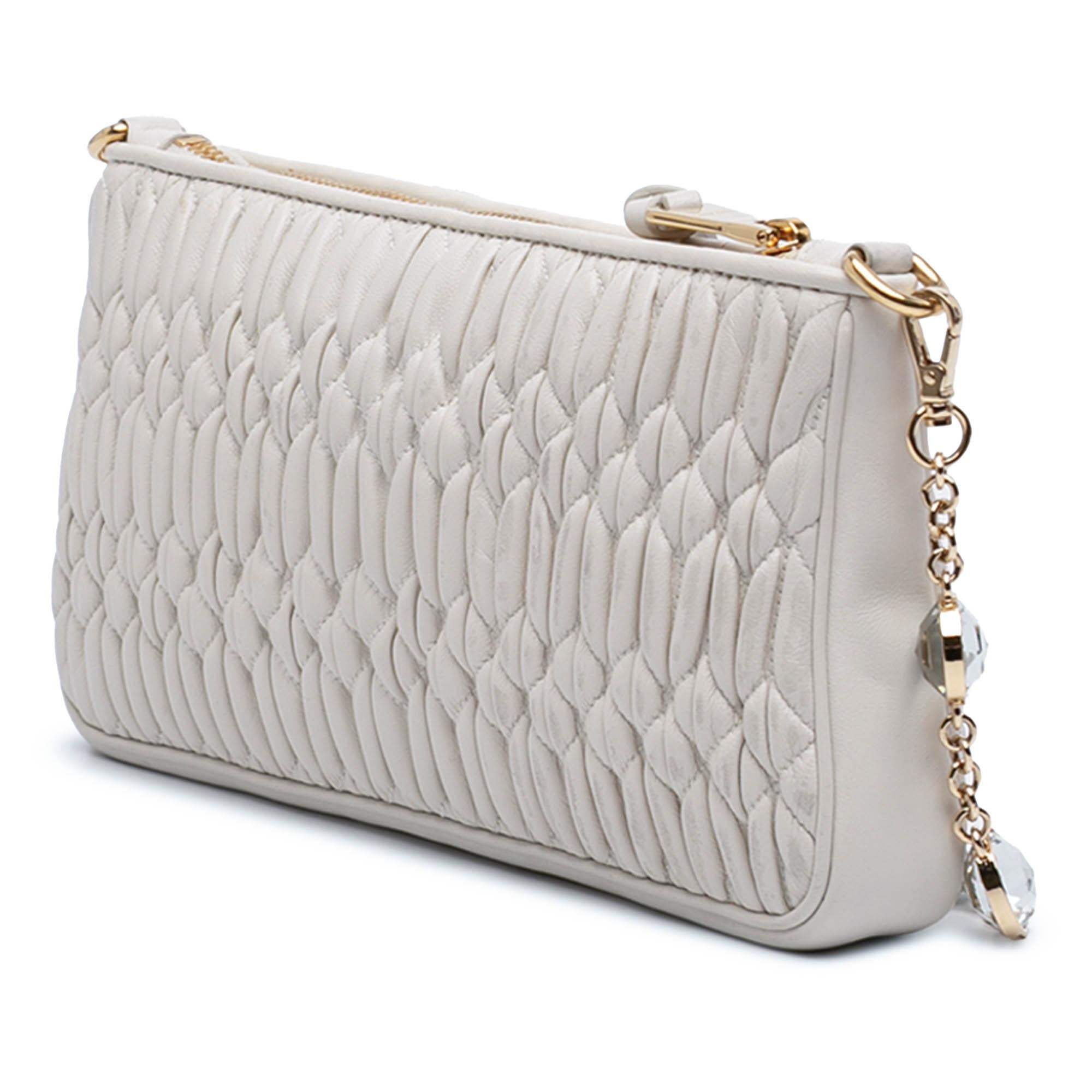 Miu Miu Matelasse Nappa Crystal Chain Satchel