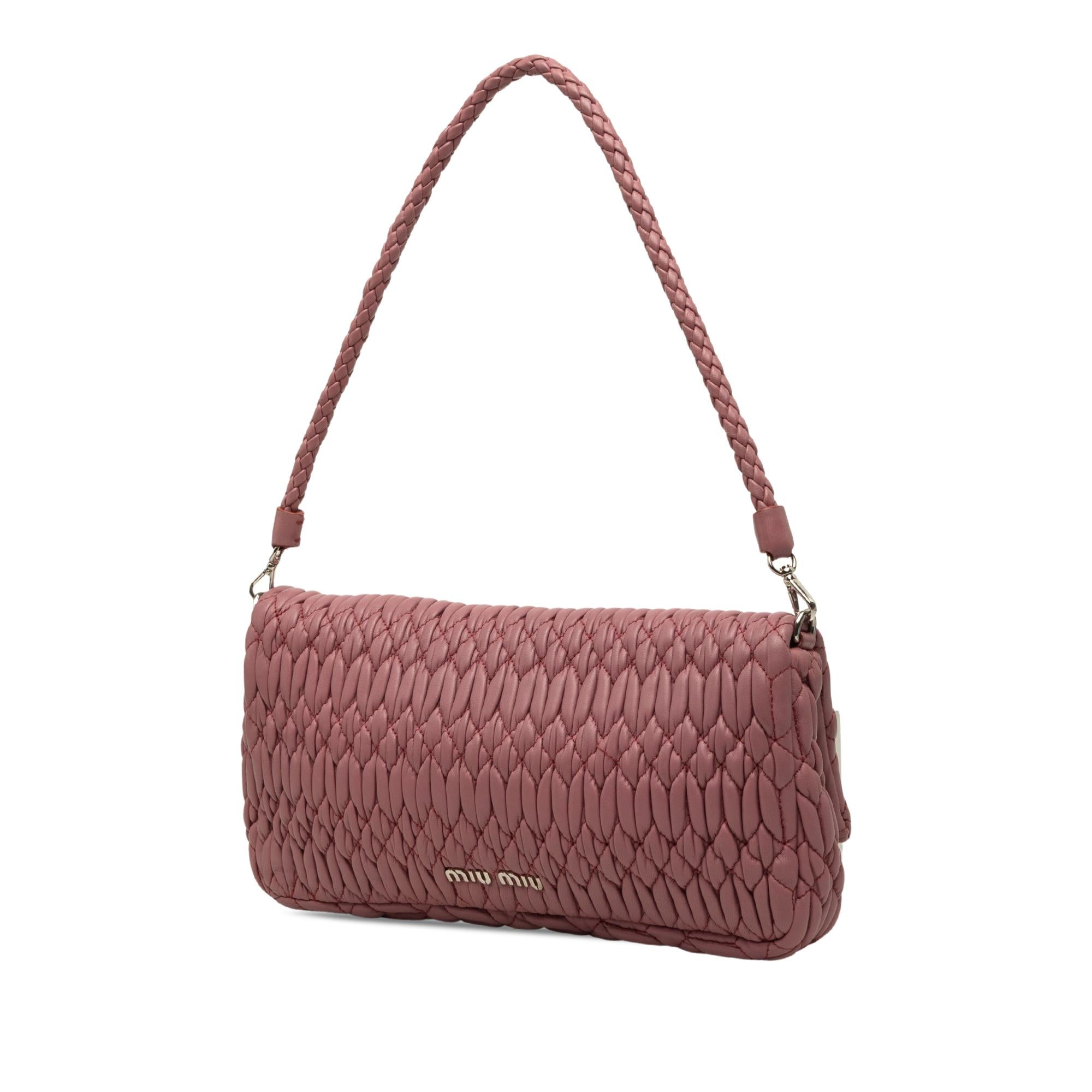 Miu Miu Matelasse Nappa Crystal Chain Satchel