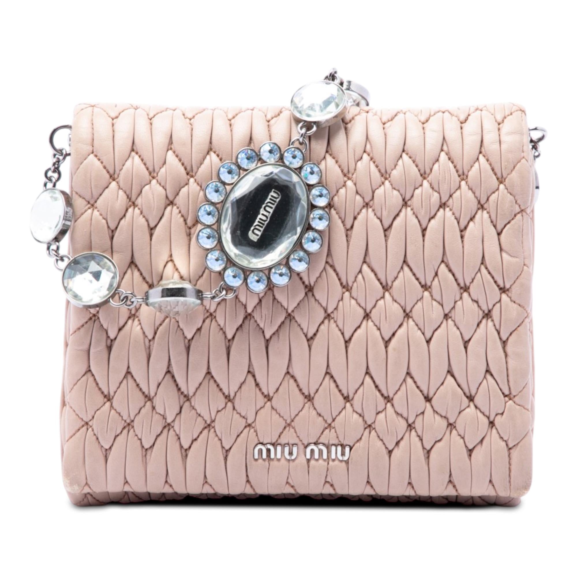 Miu Miu Matelasse Nappa Crystal Chain Satchel