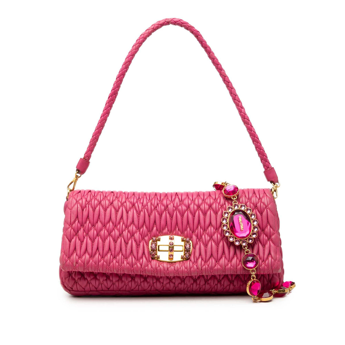 Miu Miu Matelasse Nappa Crystal Chain Satchel