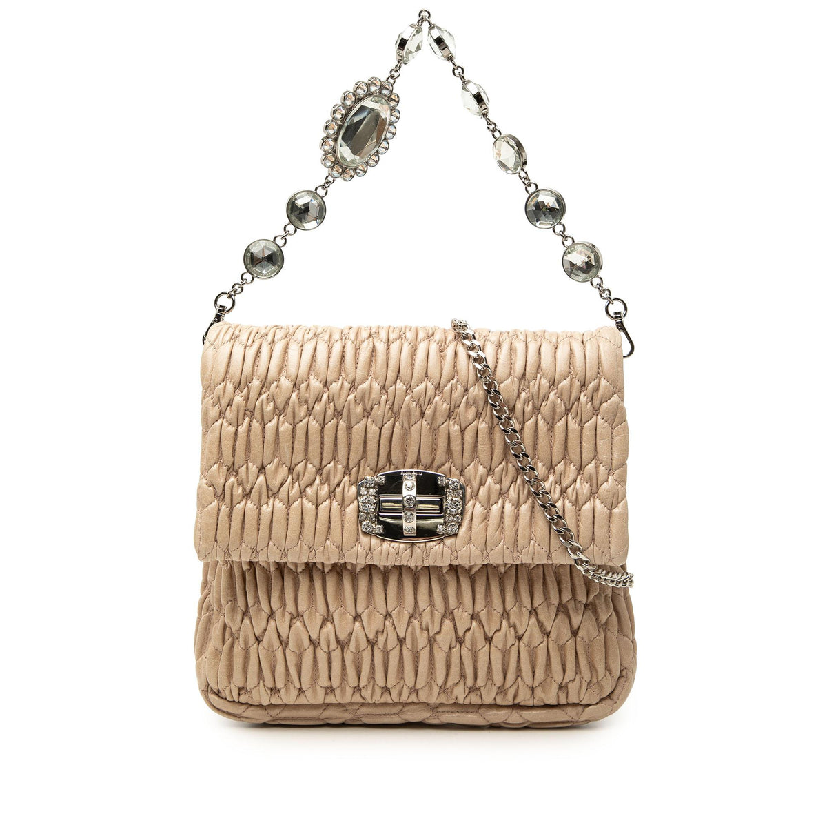 Miu Miu Matelasse Nappa Crystal Chain Satchel