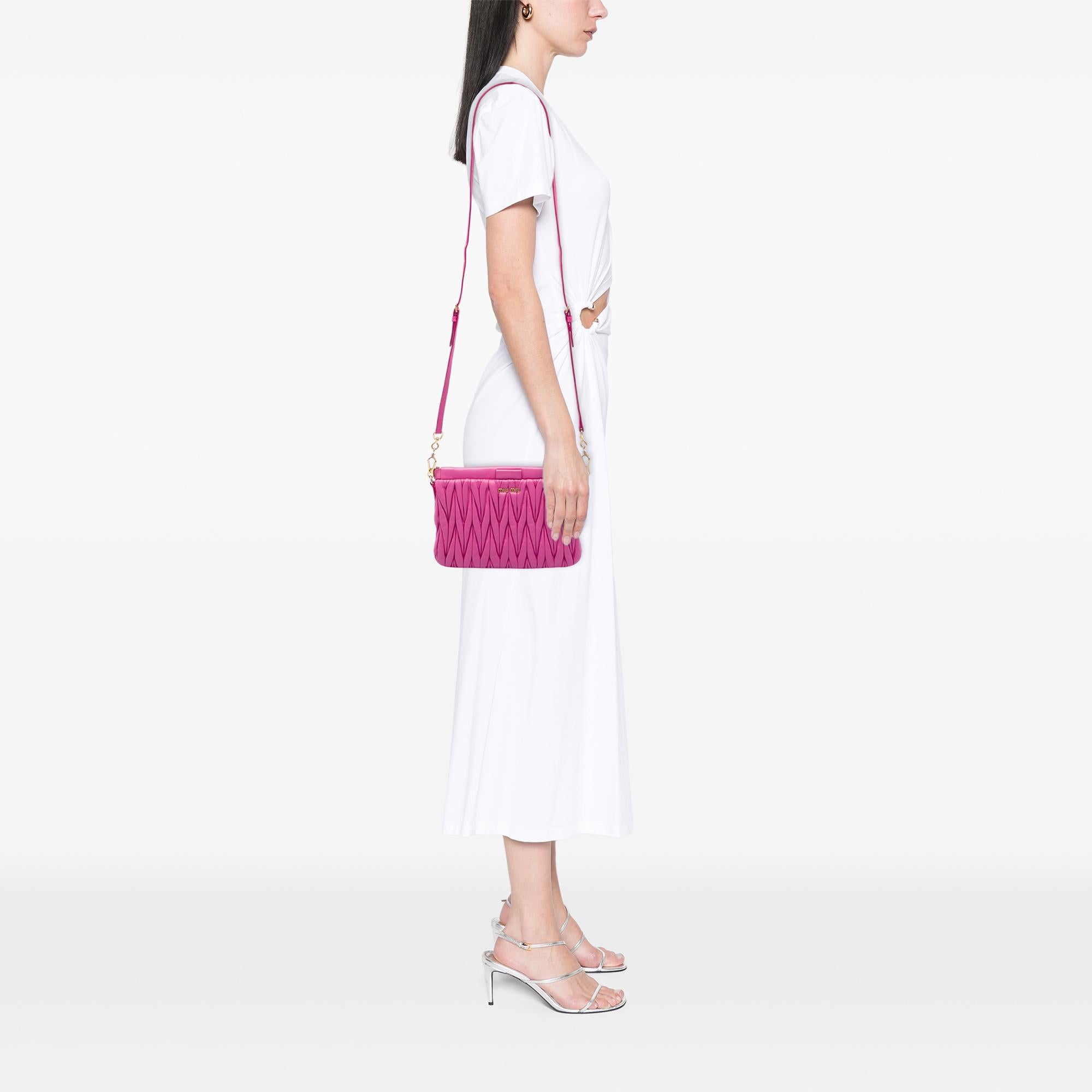 Miu Miu Matelasse Nappa Frame Clutch with Strap