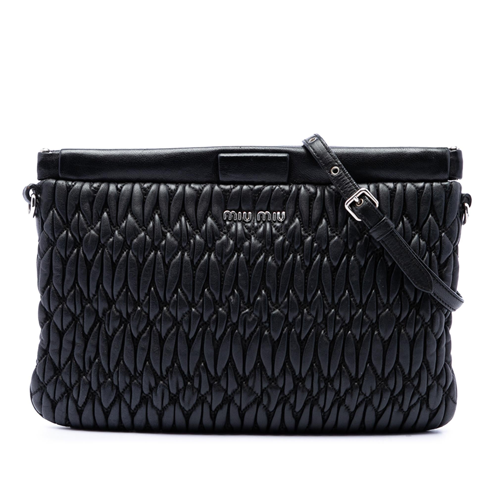 Miu Miu Matelasse Nappa Frame Clutch with Strap